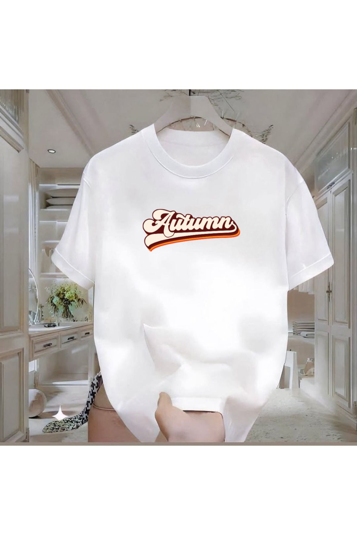 ROVELLA Autumn Baskılı Beyaz Oversize Erkek Tshirt