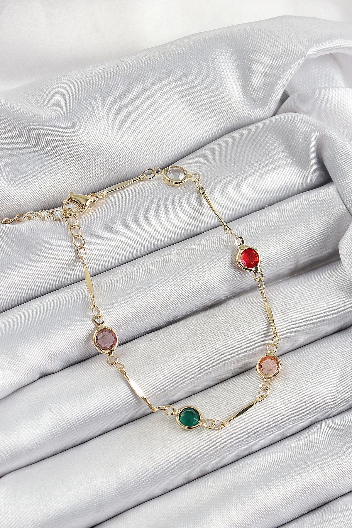 GLIMMERY Pirinç Asorti Model Gold Renk Zirkon Taşlı Kadın Bileklik