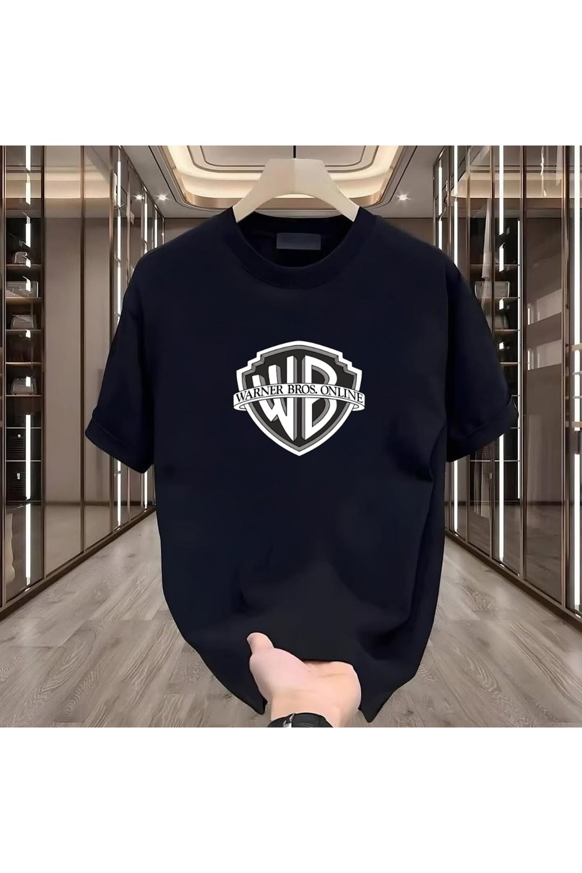 ROVELLA Warner Bros Baskılı Siyah Oversize Erkek Tshirt