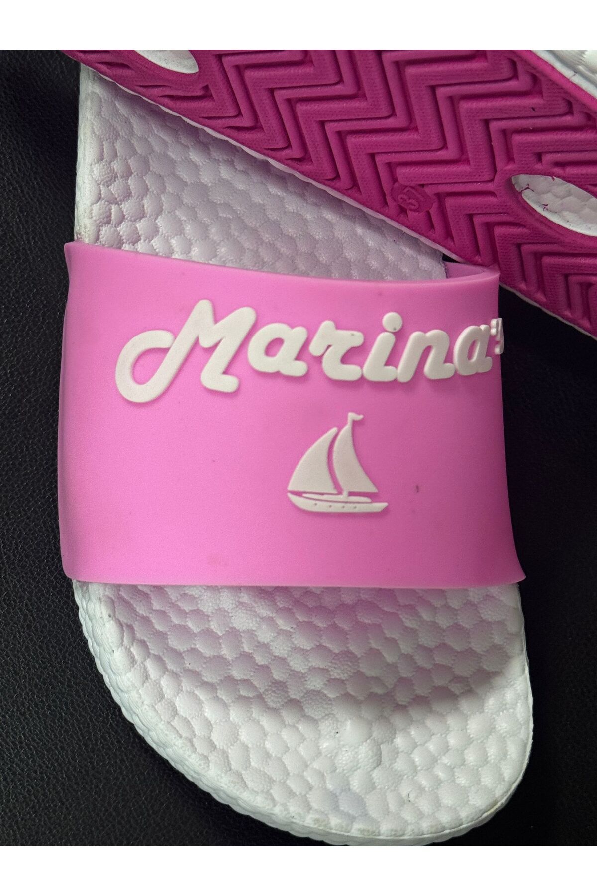 MARİNAS Faylon Taban Terlik Pembe Beyaz 36 Numara