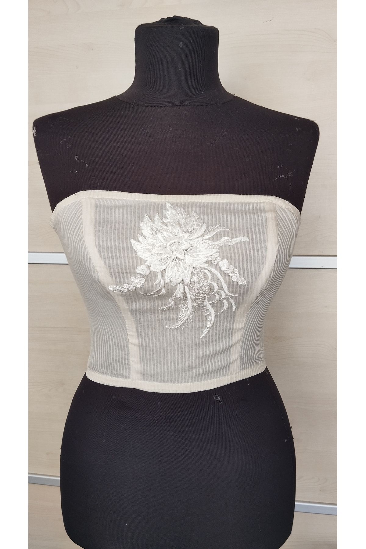 parlakmoda Crop krem rengi