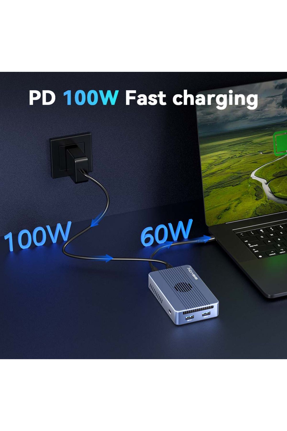 Acasis TBU405 Max 8 in 1 Type-C Dock + SSD Disk Kutusu, Alüminyum Disk Kutusu & Dock TBU405-MAX)