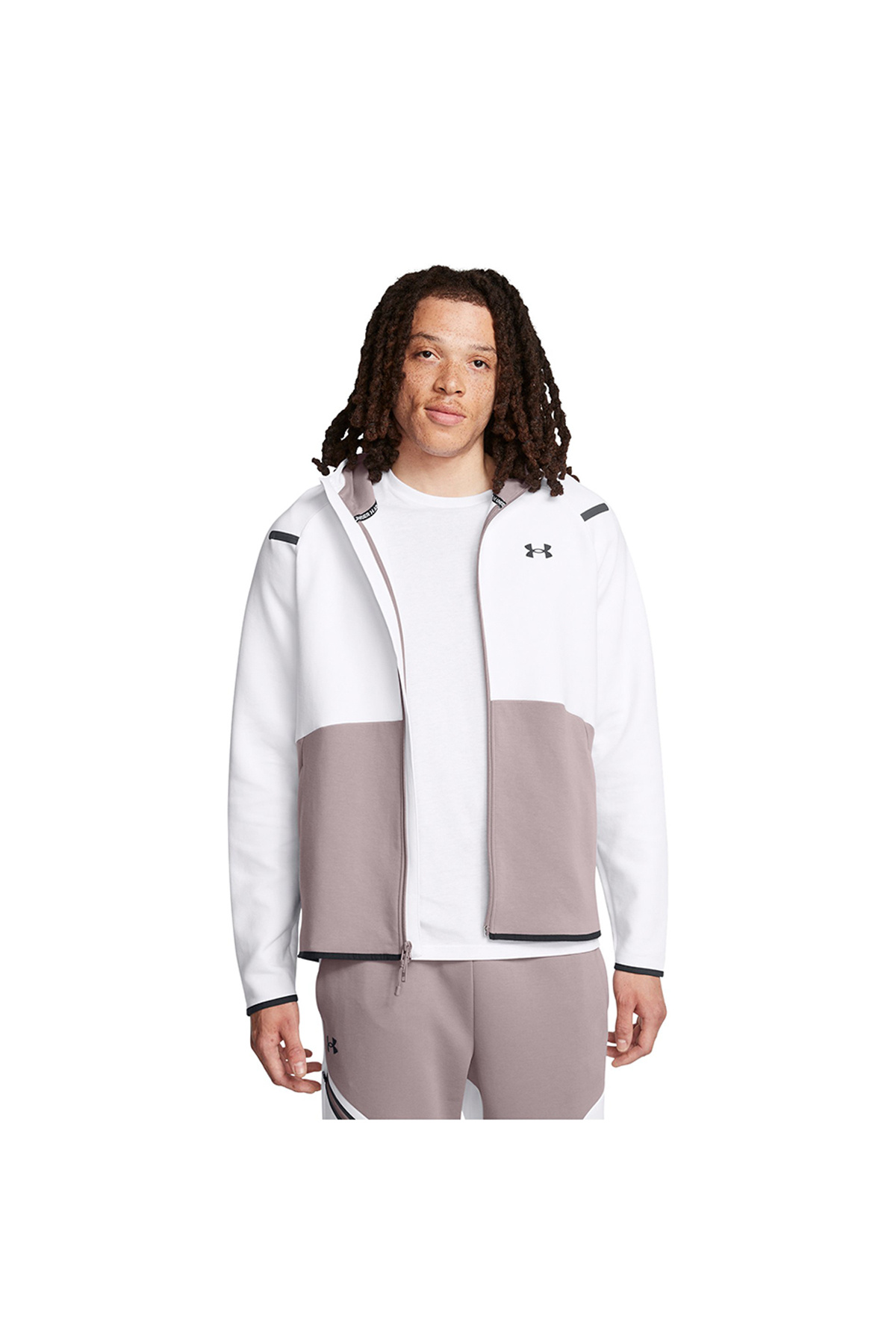 آندر آرمور کاپشن کلاه دار خاکستری مردانه Unstoppable Fleece