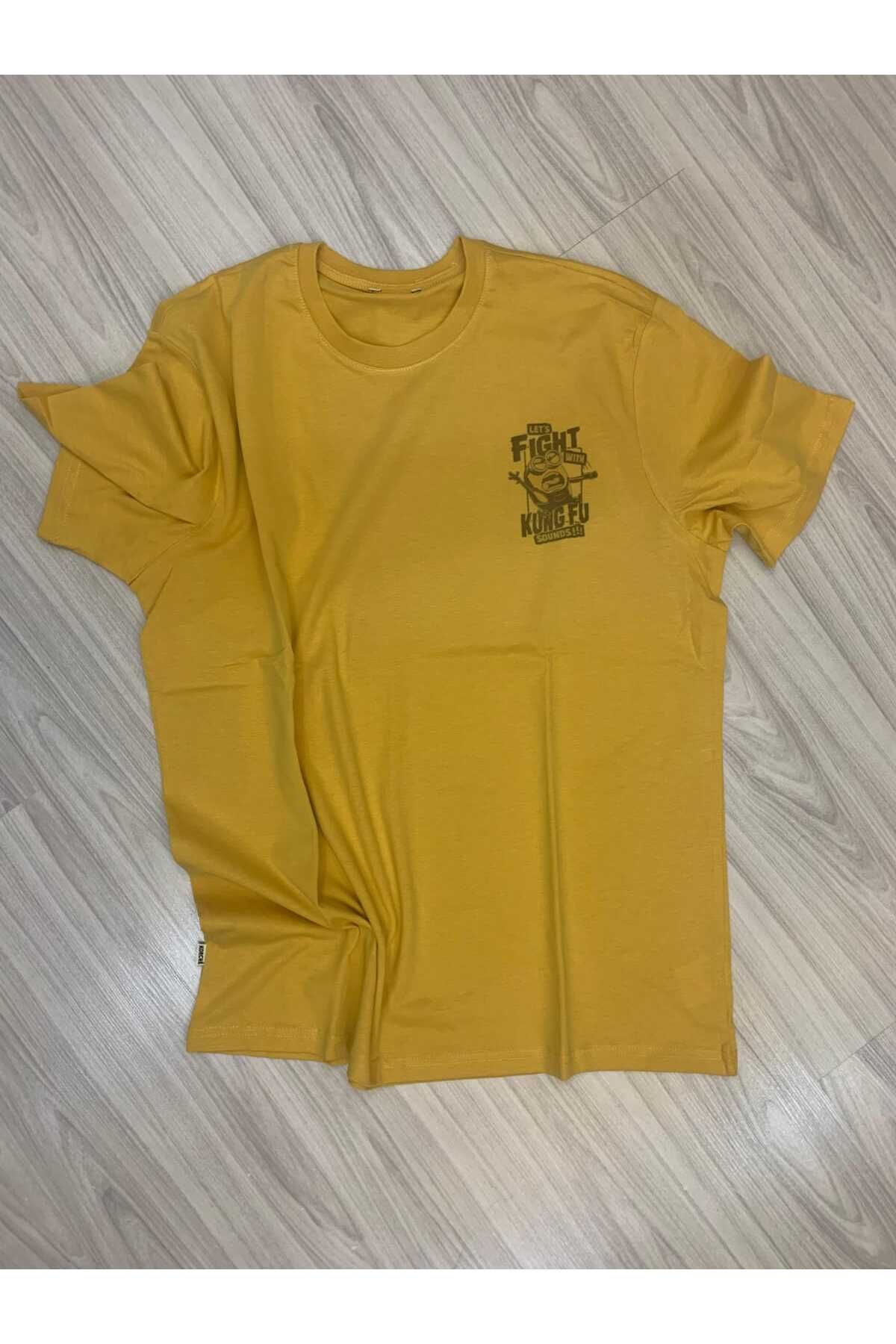 Labrion Fight Kung Fu Baskılı %100 Pamuk Yumuşak Dokulu Oversize T-shirt A-kalite