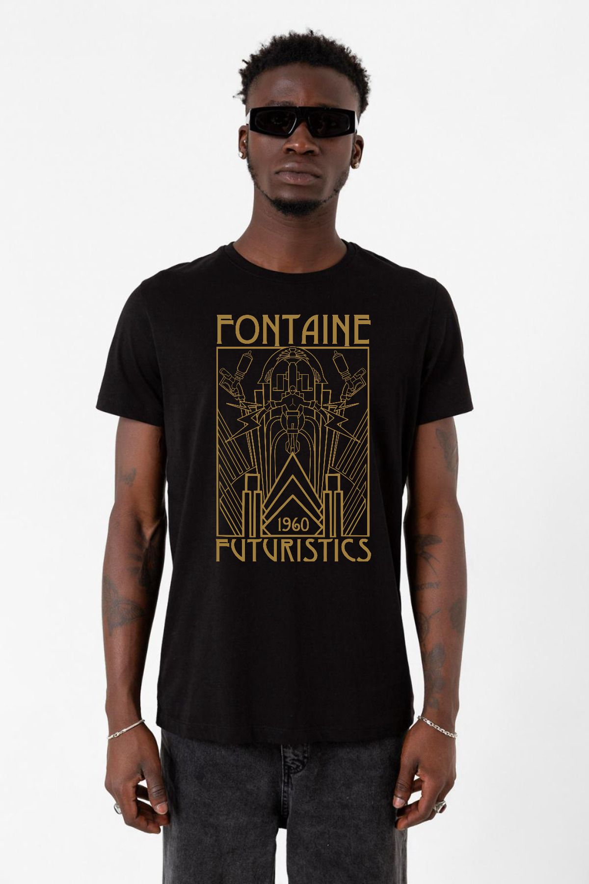 Tshirthane Bioshock Fontaine Futuristics Siyah Erkek Tshirt