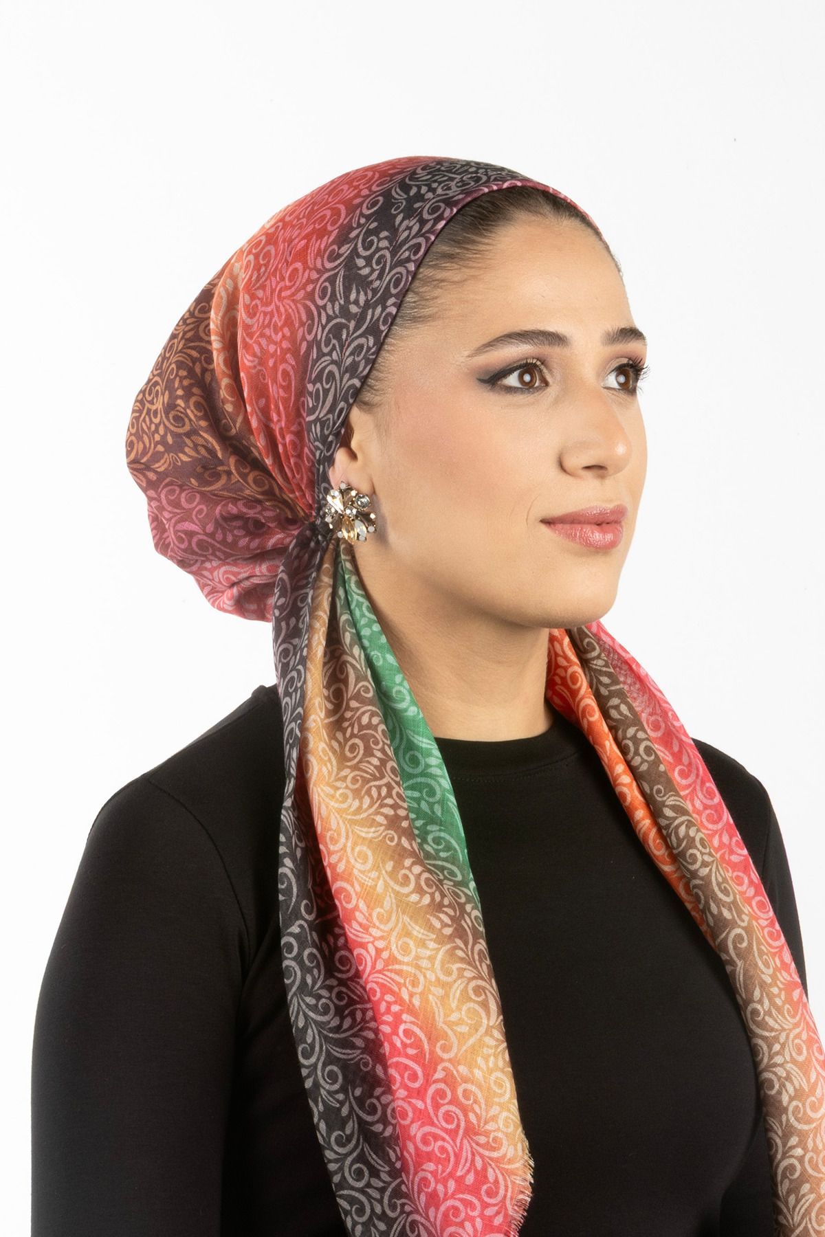 safura Yeni Tasarım Tak-Çıkart Bone Eşarp - Desenli, Ayarlanabilir Ense Lastik, Kaymaz Kadife Şerit