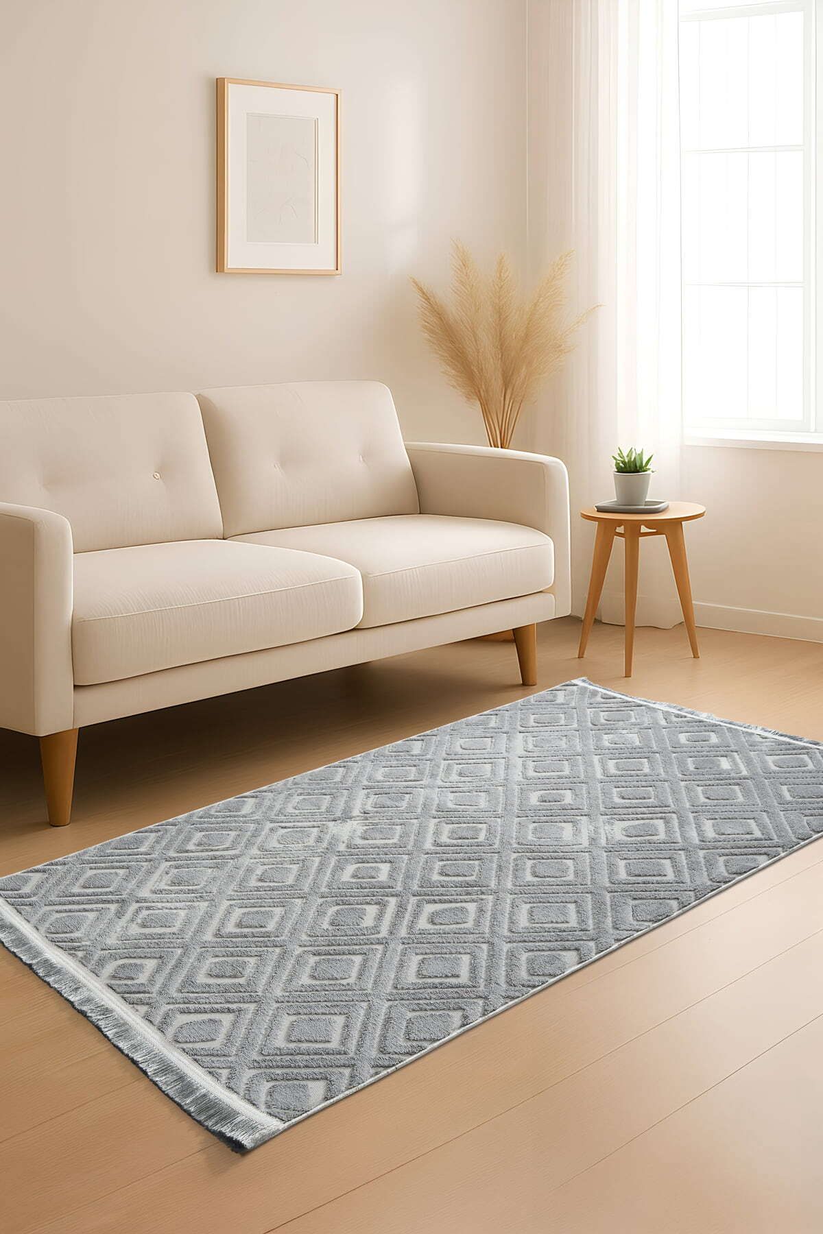 İva Home Collections İva Home Bambusoft Diamond Kaydırmaz Yıkanabilir Halı - Çocuk, Salon, Mutfak ve Oturma Odası