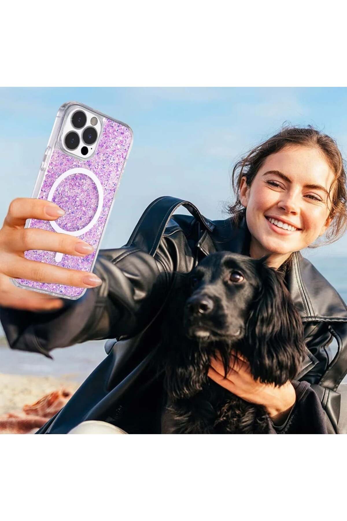 SKYDDAR INNOVATION-Carcasă pentru iPhone 14 Pro, SparkleCase, Husă din silicon cu sclipici, Protecție completă, Albastră, Set autocolante 6