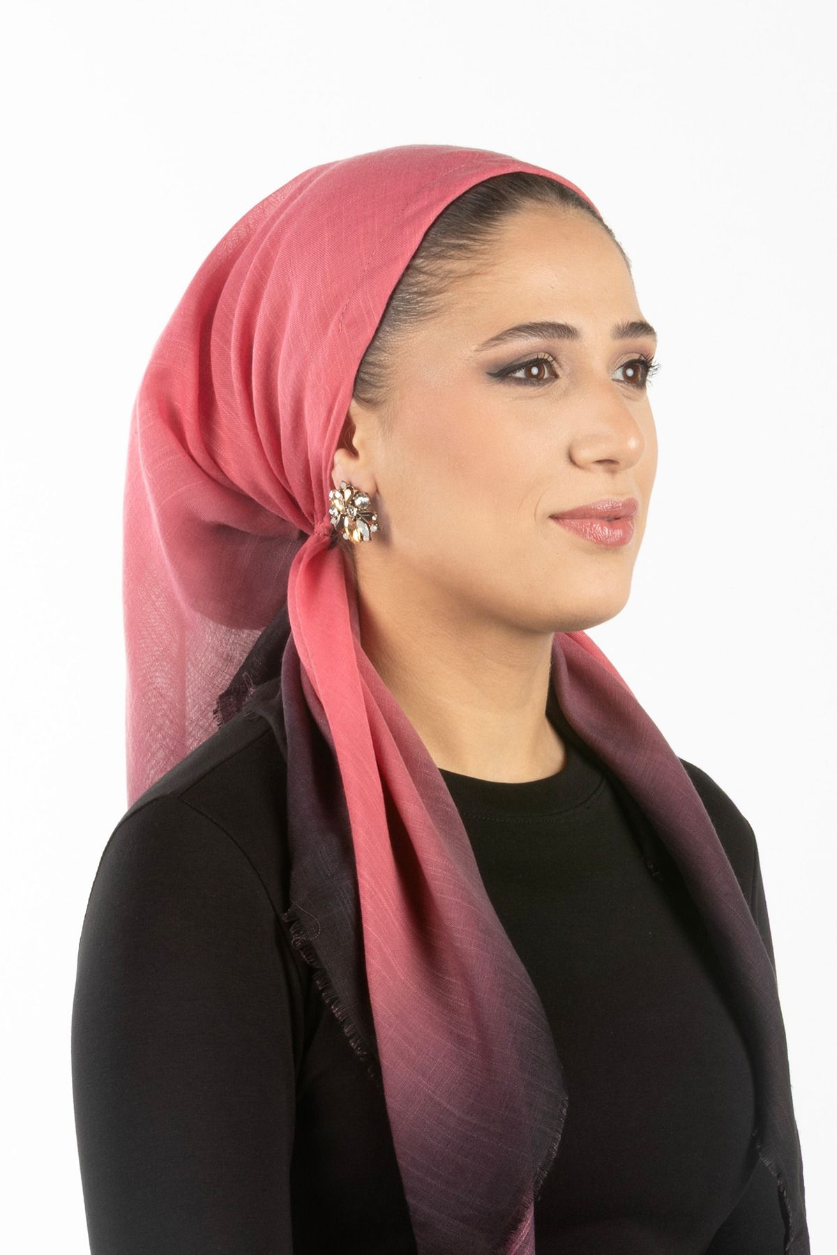 safura Yeni Özel Tasarım Bone Eşarp - Degrade Desen, Ayarlanabilir Ense Lastik, Kaymaz Kadife Şerit