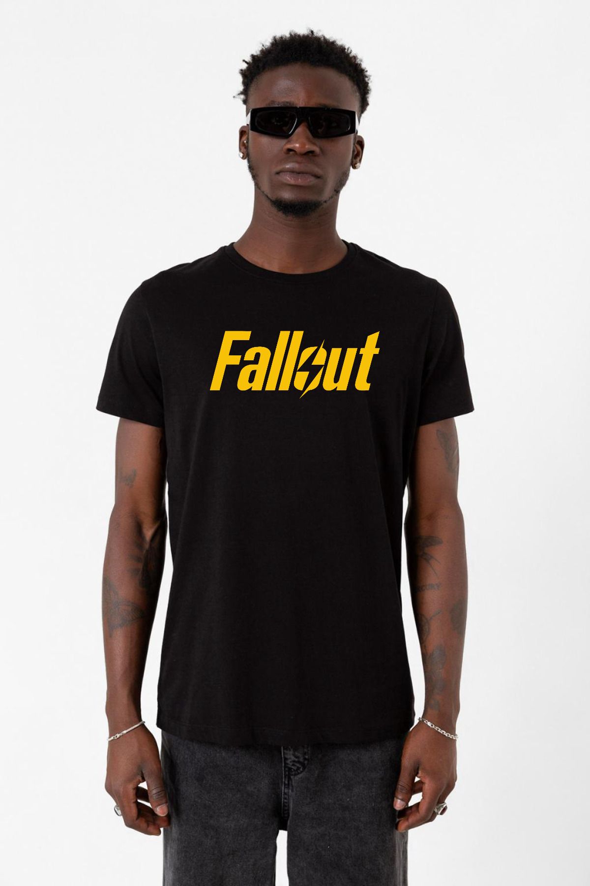 Tshirthane Fallout Lettern Siyah Erkek Tshirt