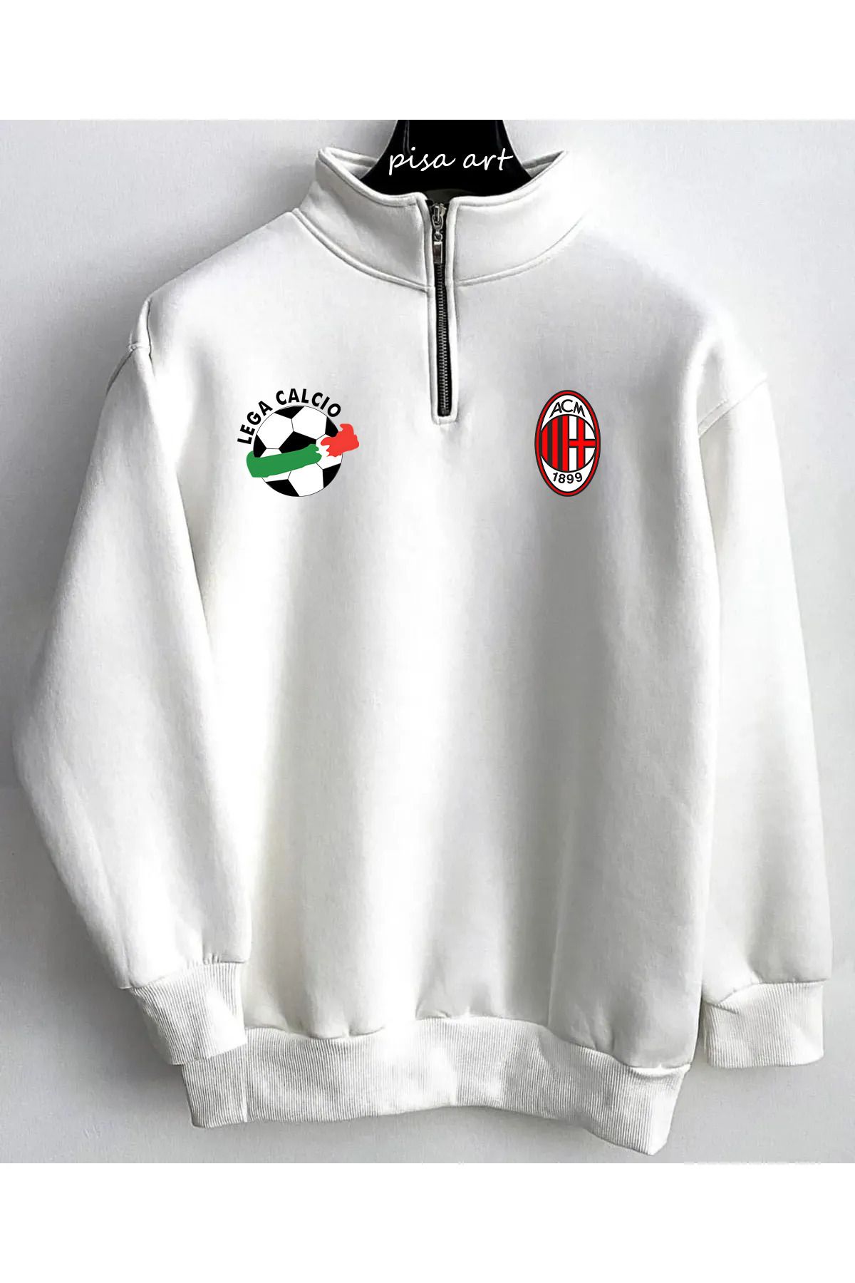 Pisa Art Milan X Serie A Özel Tasarım Yarım Fermuarlı Sweatshirt