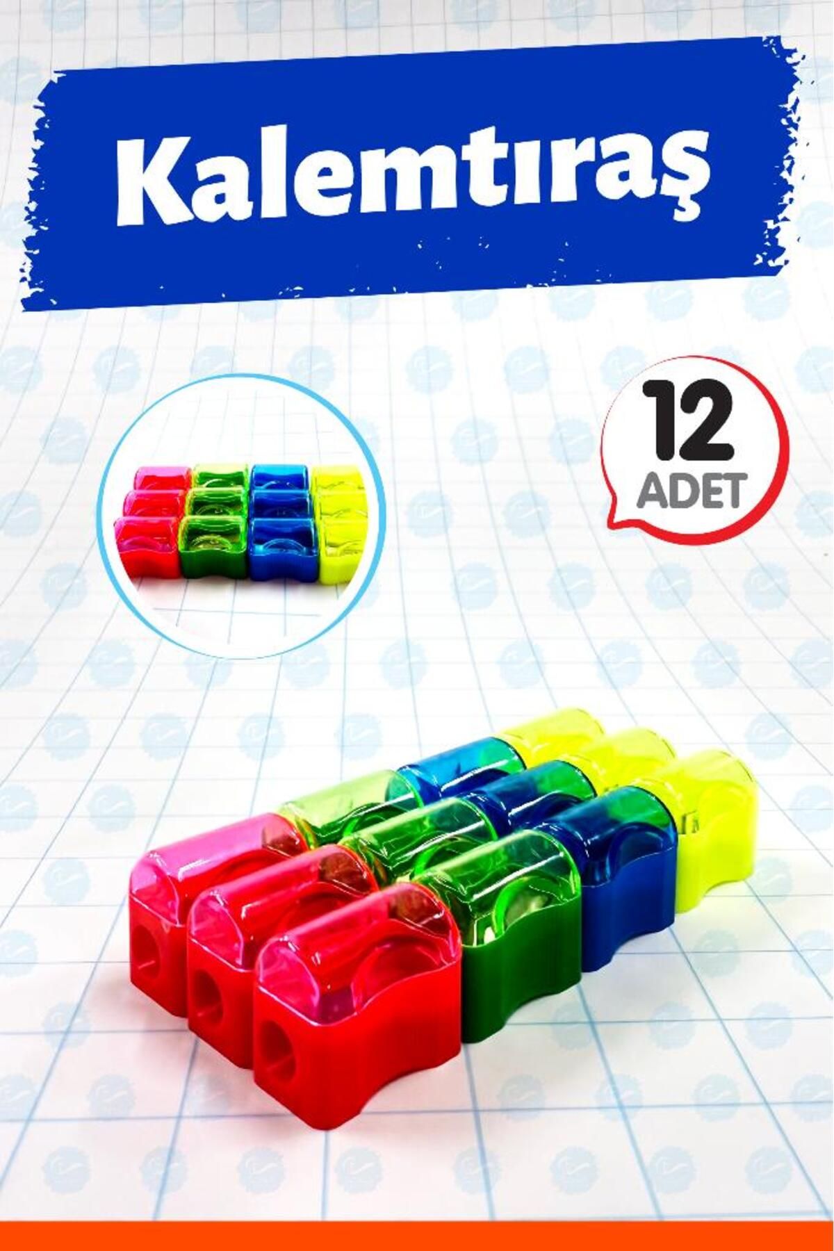 t tuğset etiket Öğrenci Kalemtıraşı Kapaklı Mini Hazneli 12 adet-T1418