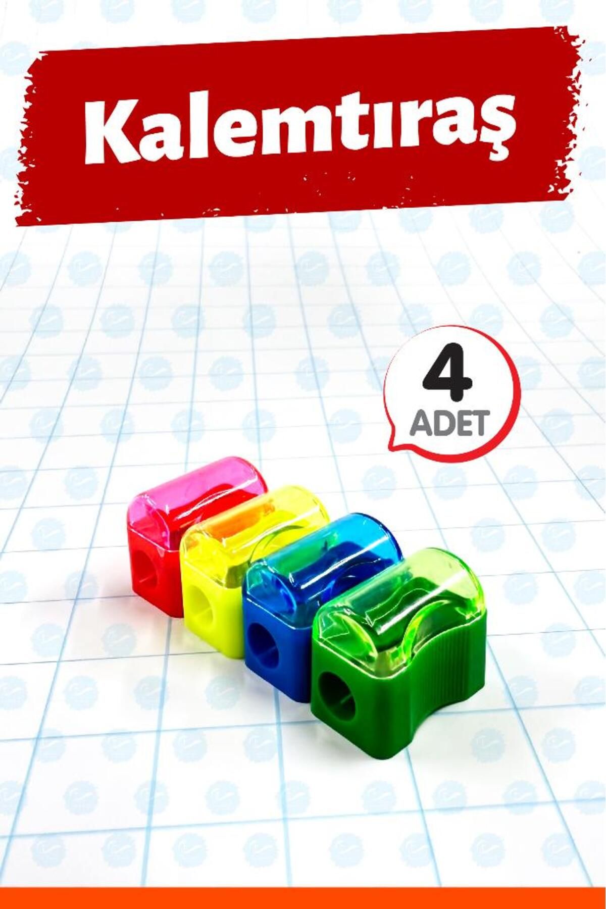 t tuğset etiket Öğrenci Kalemtıraşı Kapaklı Mini Hazneli 4 adet-T1417