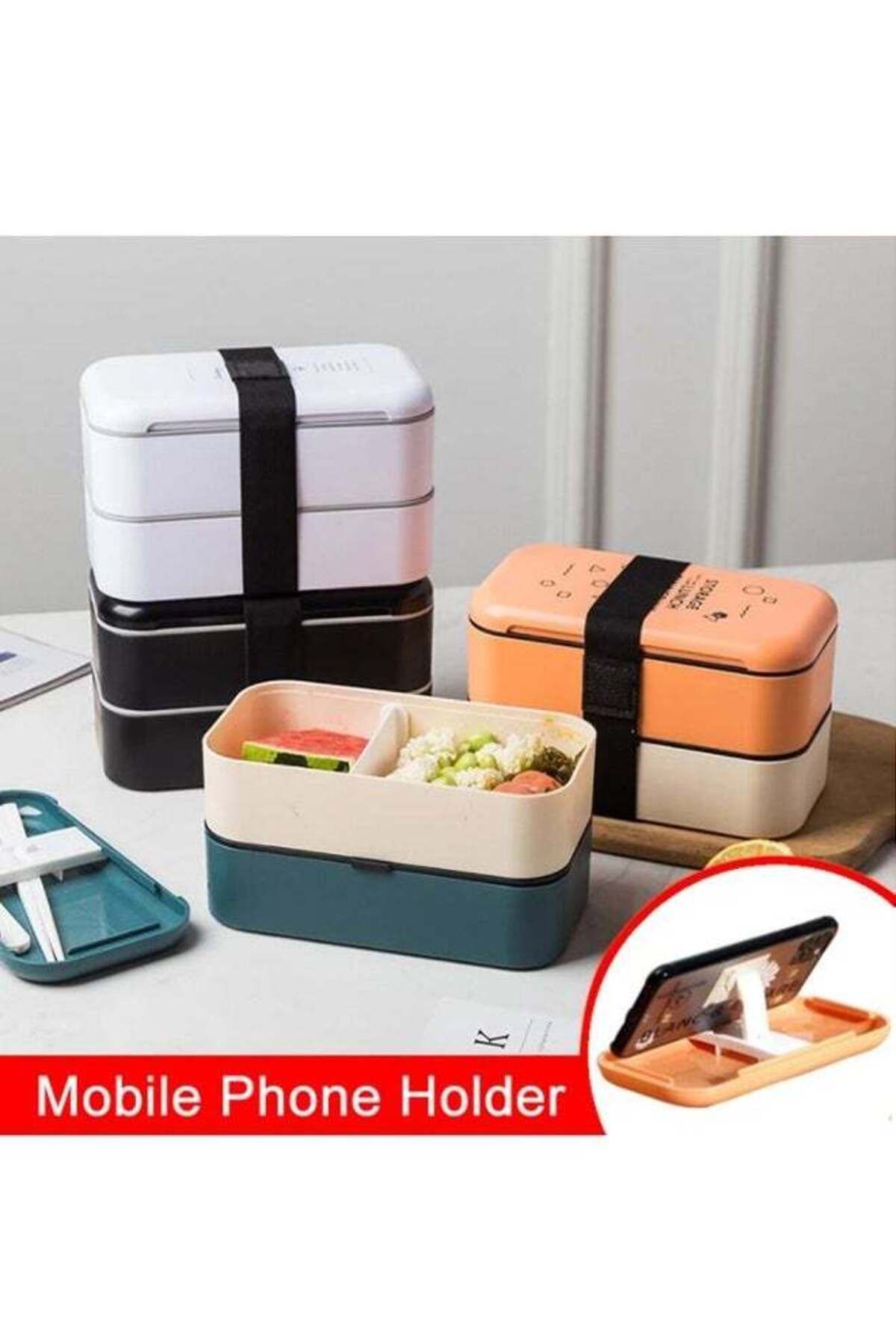 COOYA-Lunch Box with Lid, Double-Layer Leak-Proof, Can Keep Food Warm, With Storage Bag, Easy to Clean 3