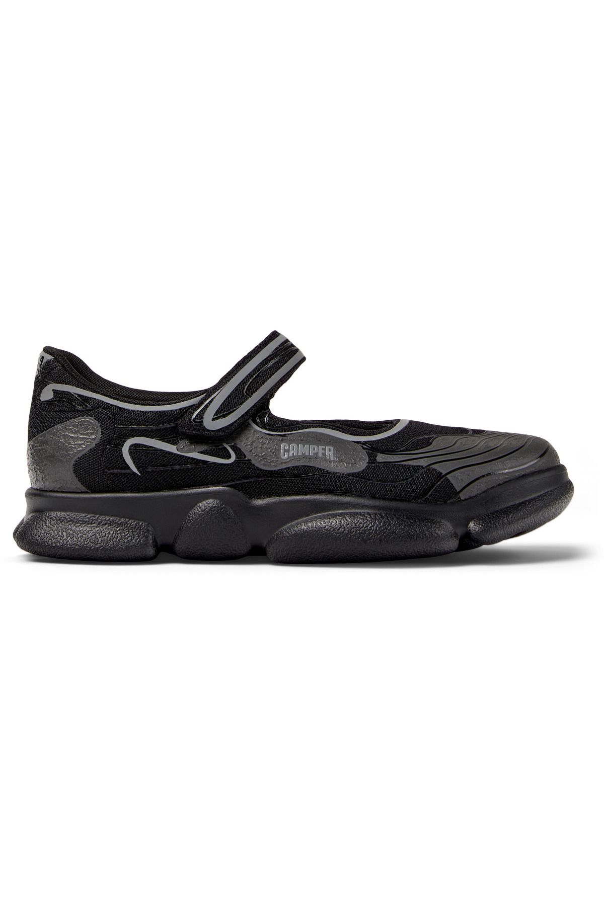 CAMPER-Women's Black Hook And Loop Comfortable Flats For Everyday Use Karst 2