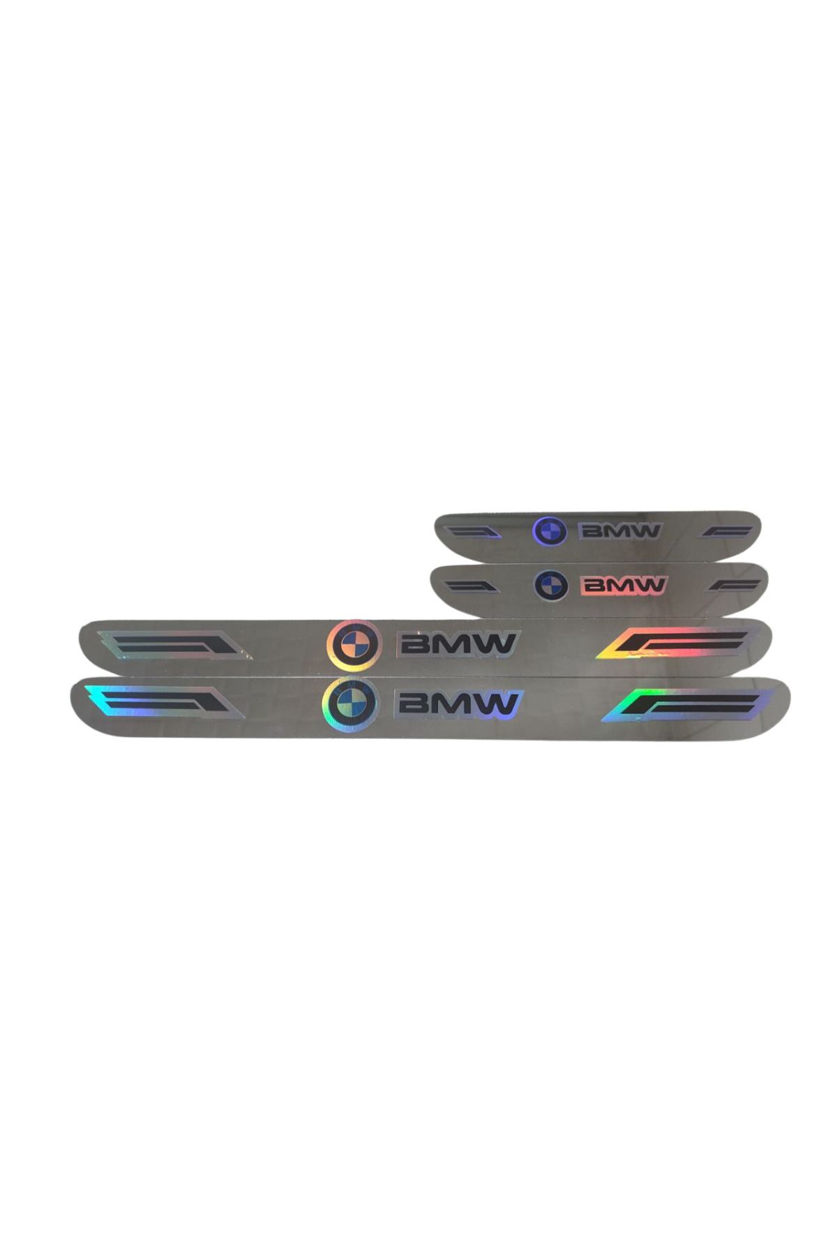 Rukye Shop Bmw Hologram Logolu Araca Özel Marka Logolu Aynalı Kapı Eşiği Koruyucu Yapıştırma 4'lü Set