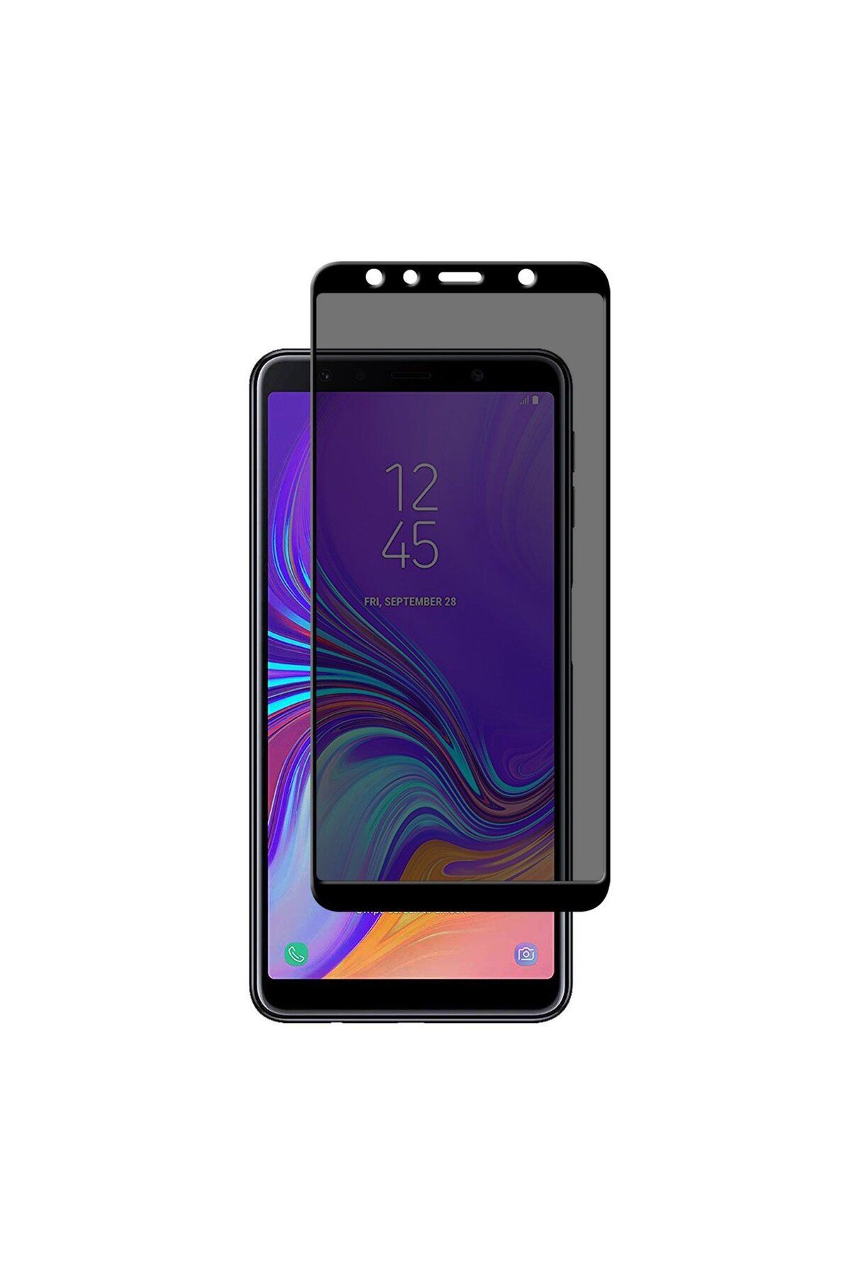 Ehr. Ehr. Samsung Galaxy A7 2018 ile Uyumlu 5D Hayalet Ekran Koruyucu Cam