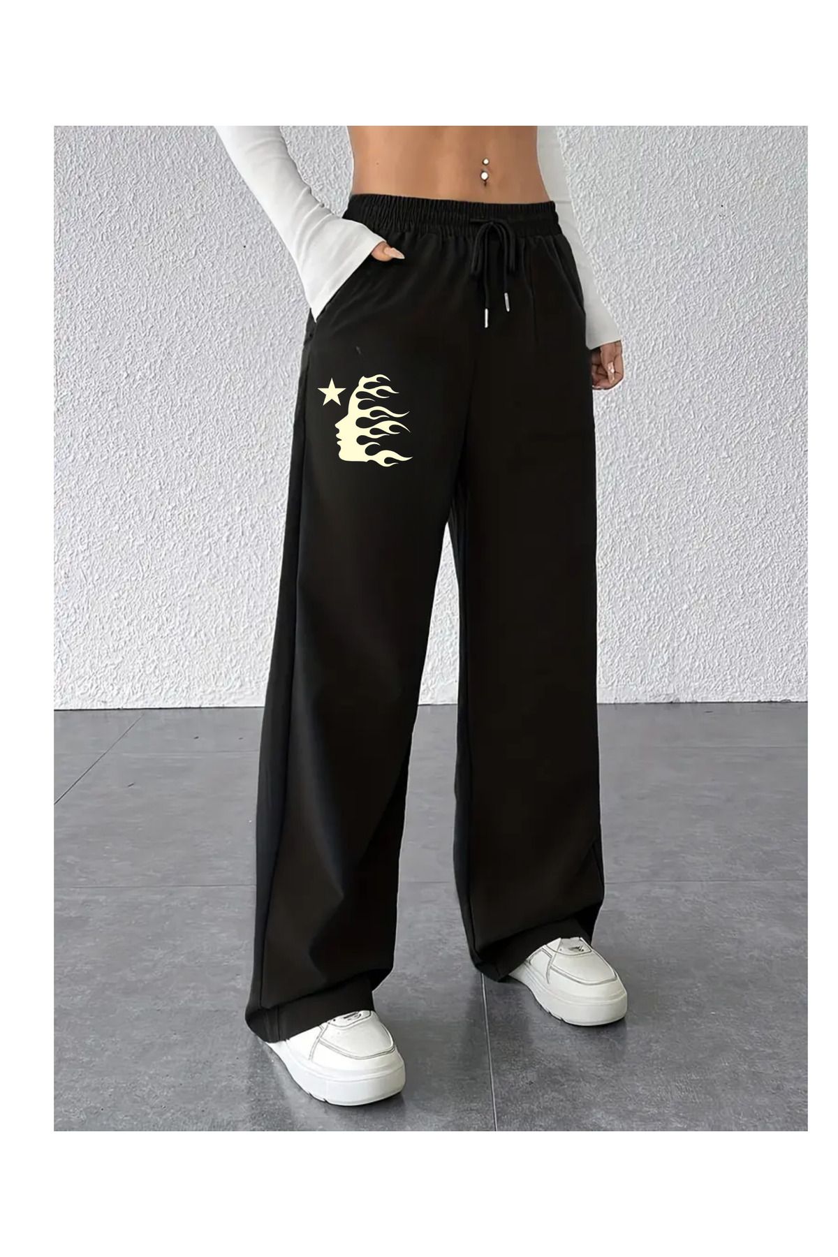 Touz Moda Sokak Tarzı Hell Star Baskılı Unisex Baggy Eşofman