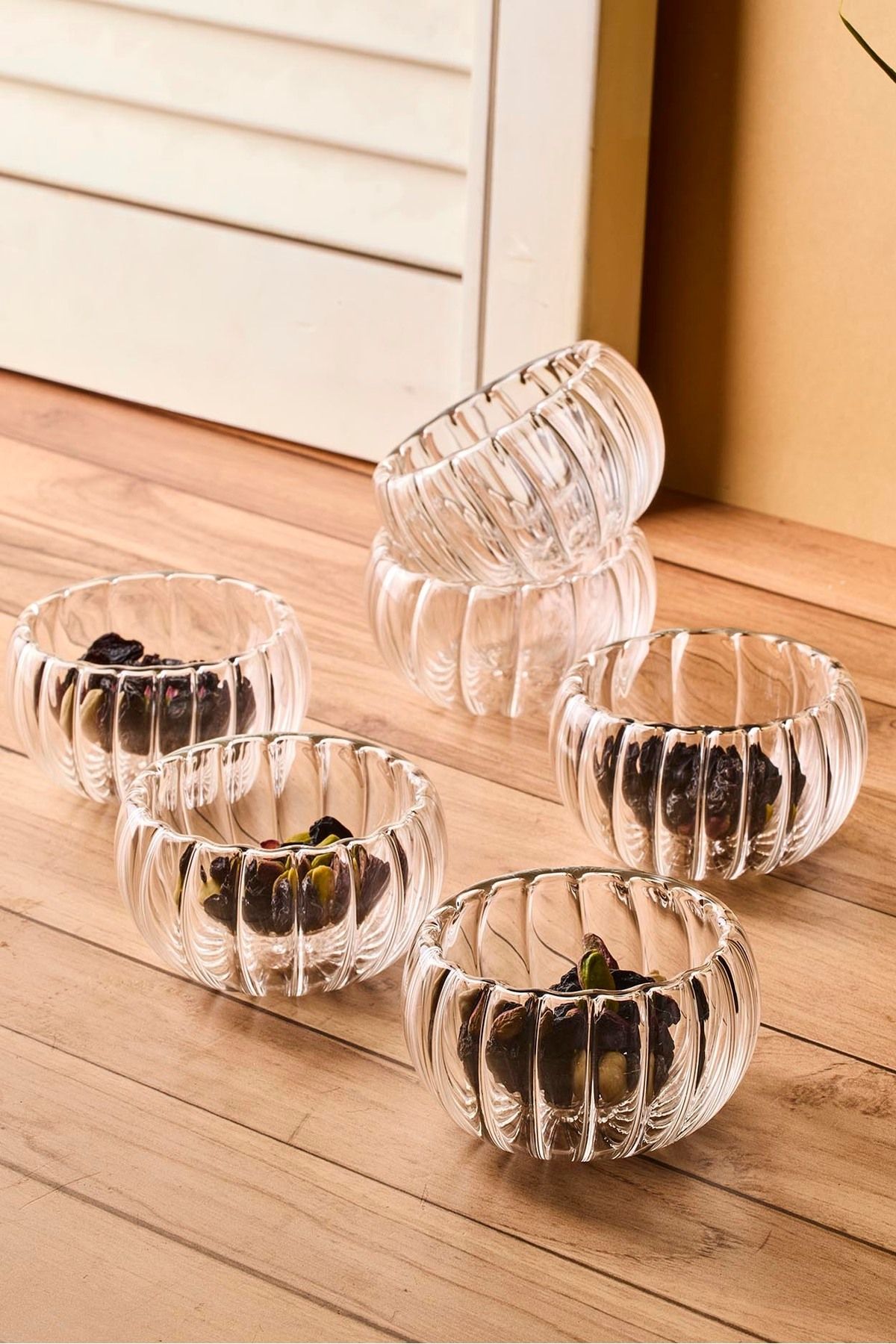 Perotti Bowy Line 6'lı Çift Cidarlı Cam Sosluk Reçellik Drajelik Lokumluk Kase 6x2,5 cm