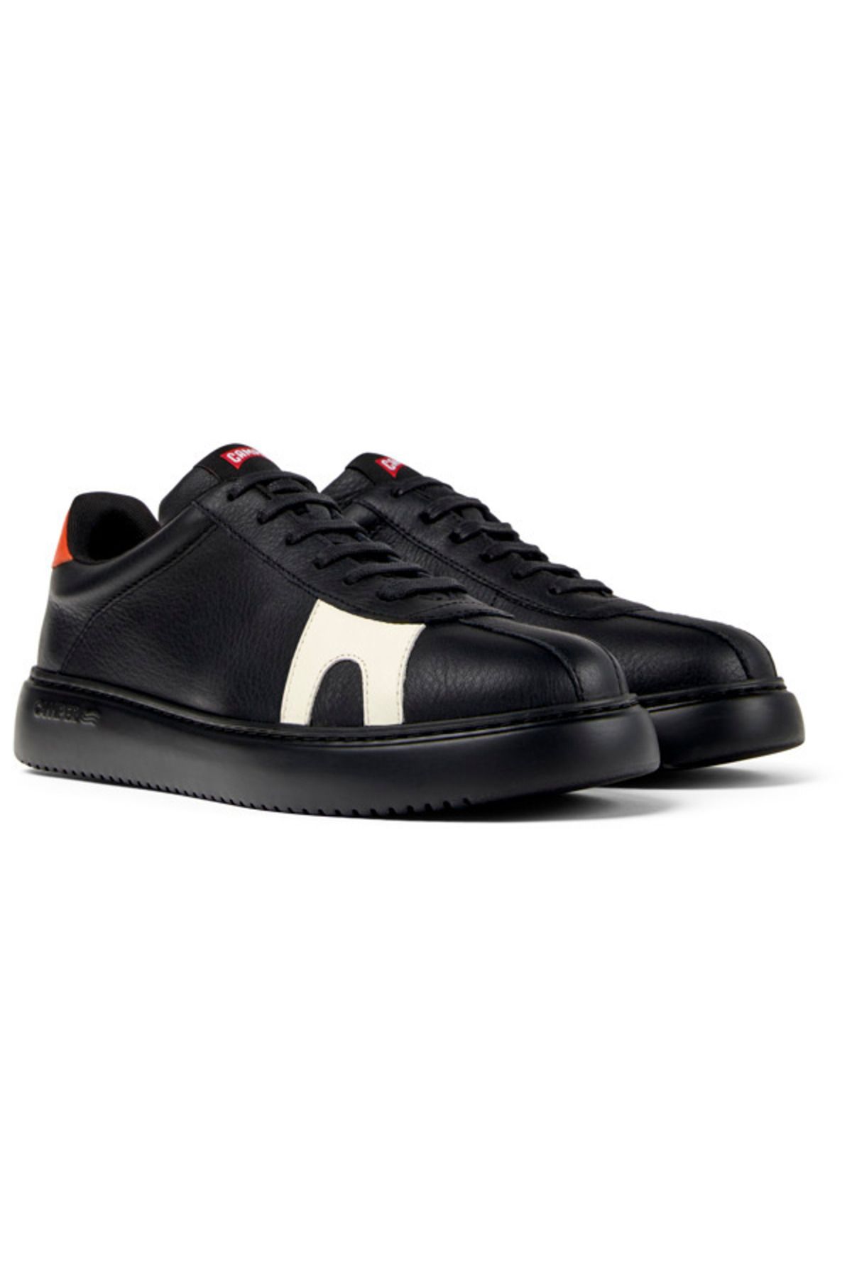 CAMPER-Men's Black Leather Sneaker with Hook And Loop & Colorful Lightweight Design Twins 1