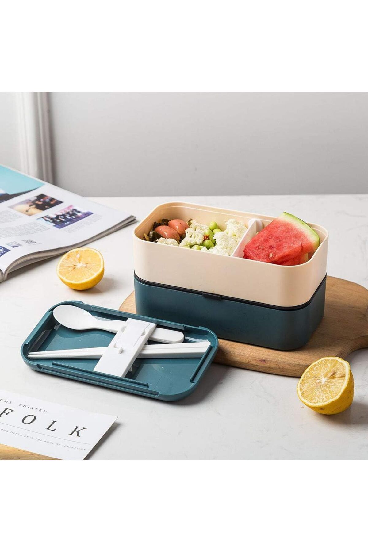 COOYA-Lunch Box with Lid, Double-Layer Leak-Proof, Can Keep Food Warm, With Storage Bag, Easy to Clean 6