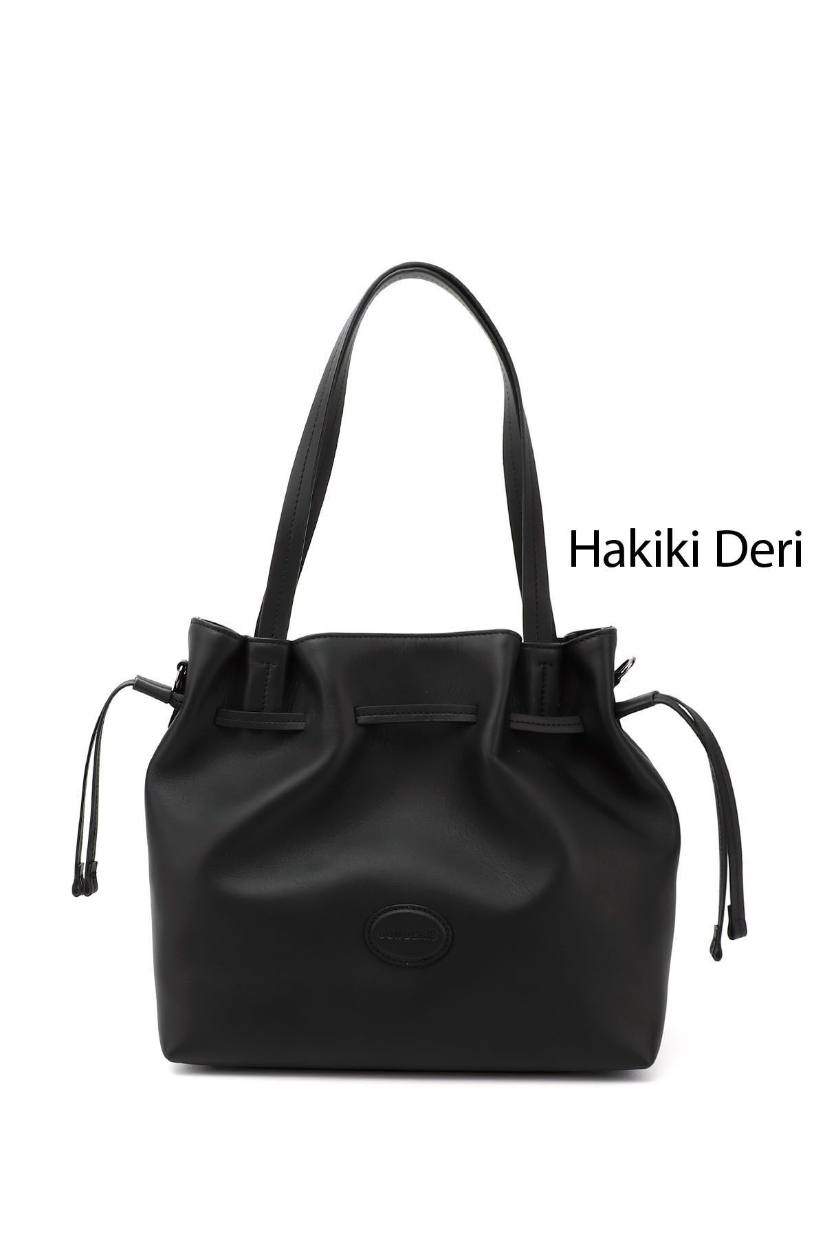 GÖNDERİ(R) Kadın / Kız Siyah Hakiki Deri El ve Omuz Çantası