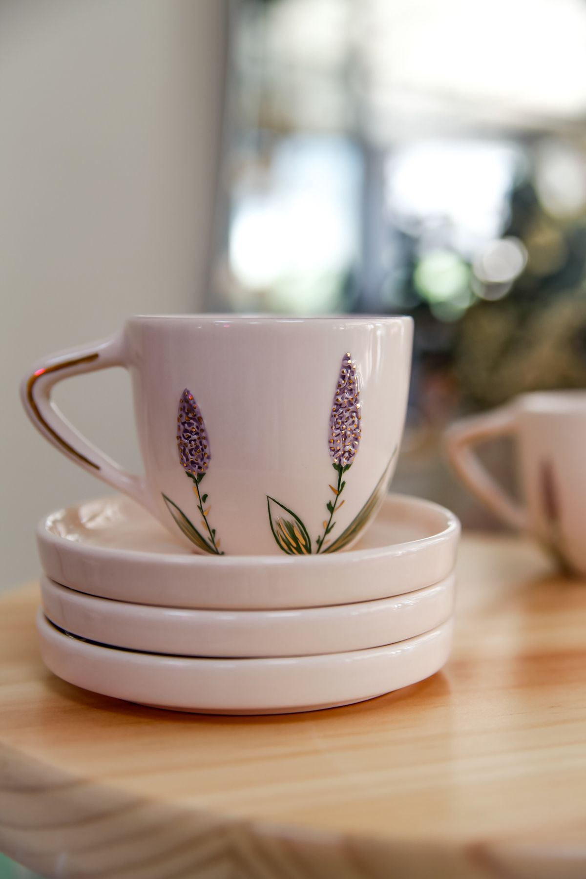 his ceramic El yapımı sümbül fincan 24k gerçek altın dekorlu çay kahve fincanı