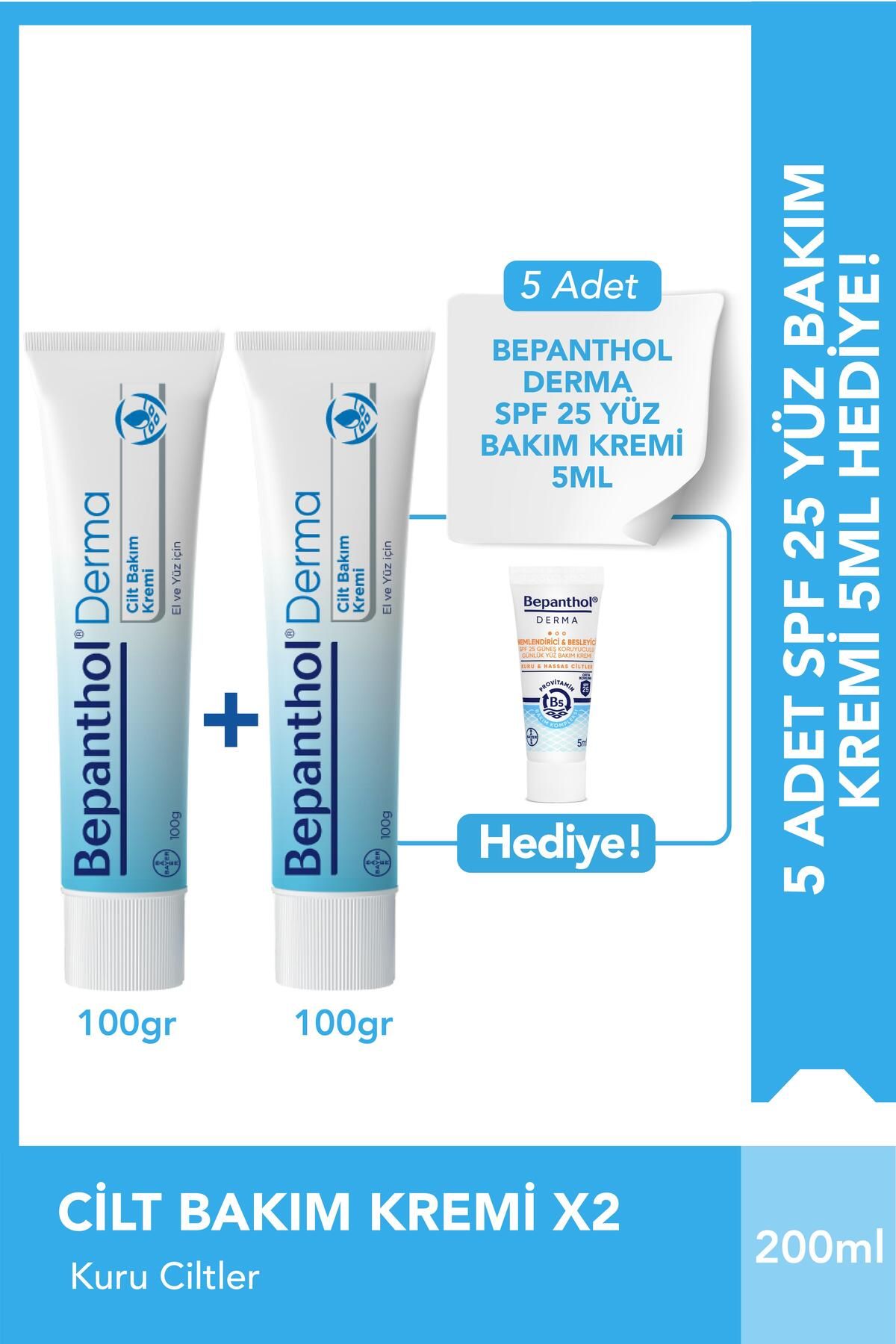 Bepanthol Cilt Bakım Kremi 100g 2'li Set + SPF Mini Yüz Kremi Hediye