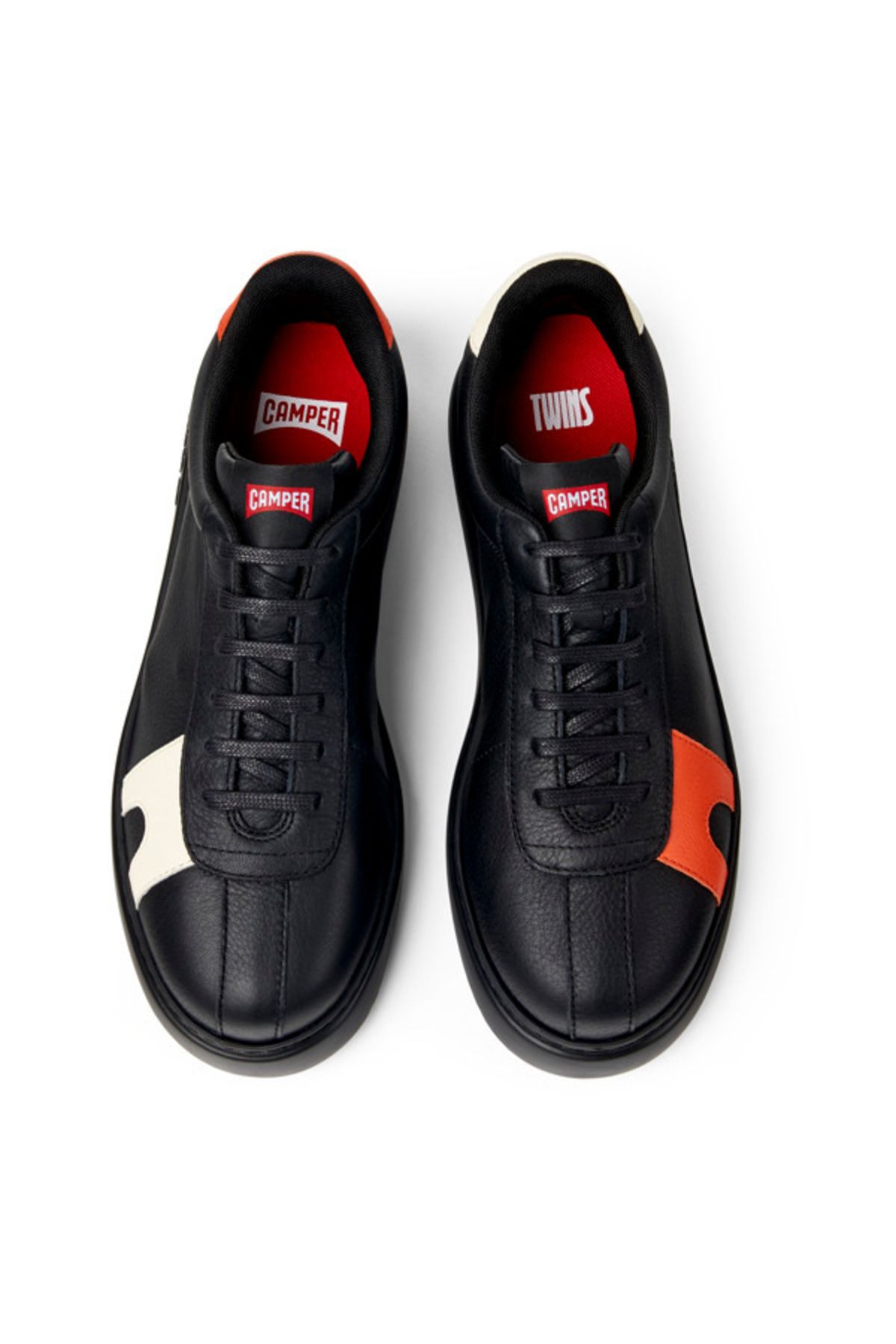 CAMPER-Men's Black Leather Sneaker with Hook And Loop & Colorful Lightweight Design Twins 3