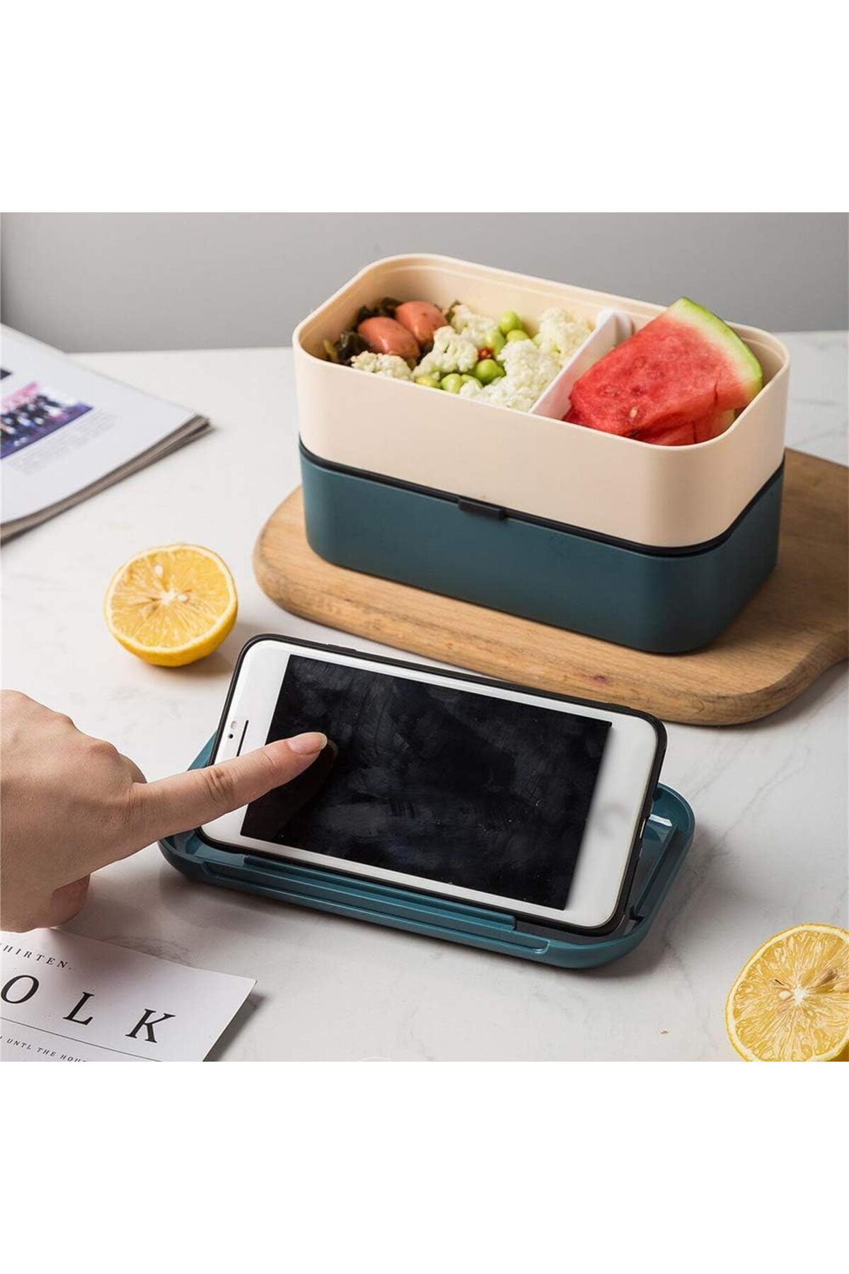 COOYA-Lunch Box with Lid, Double-Layer Leak-Proof, Can Keep Food Warm, With Storage Bag, Easy to Clean 7
