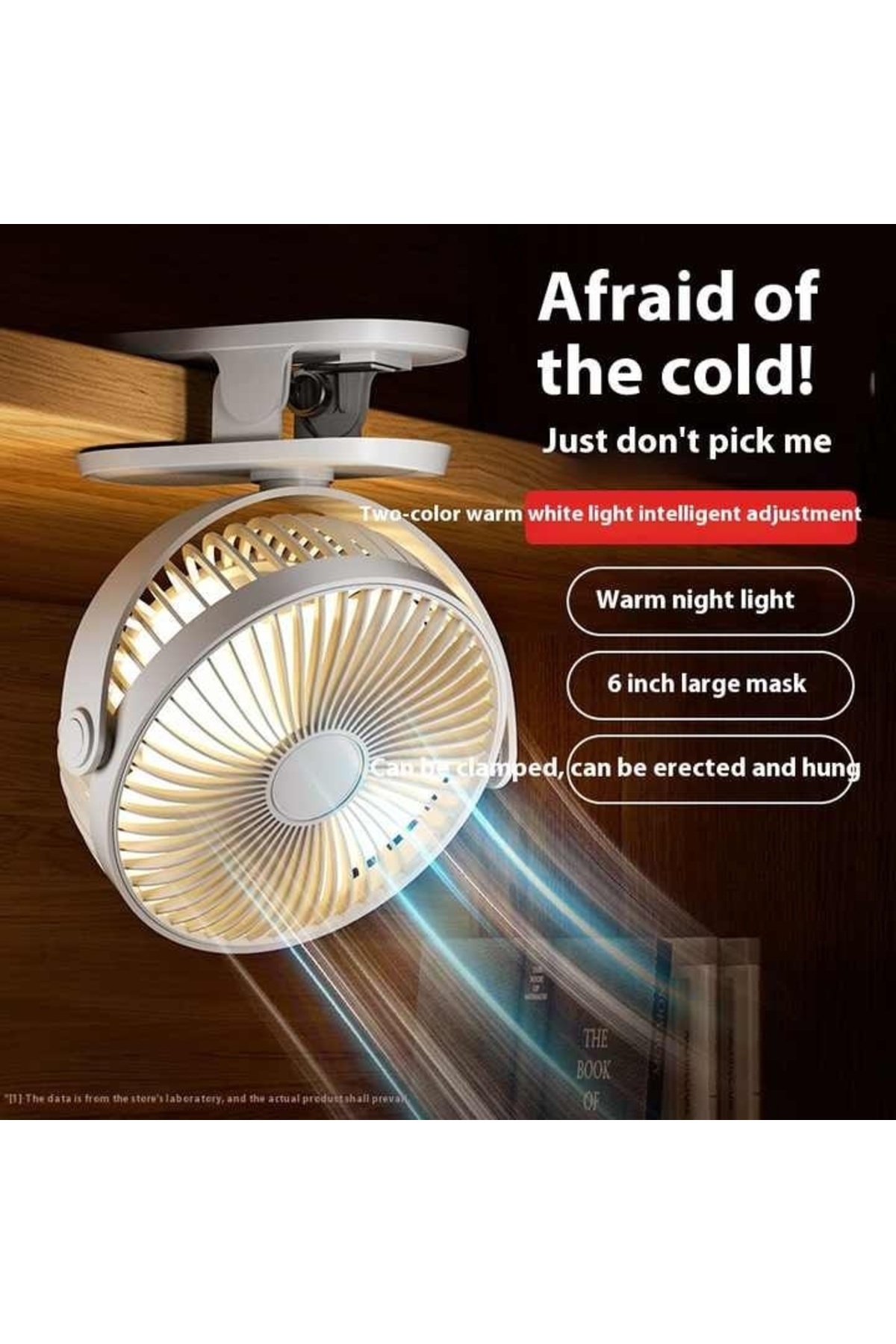 FOXMAG24-Portable fan, with clip, 3 speeds, adjustable design, made of ABS, oscillating, with USB charging, white 3
