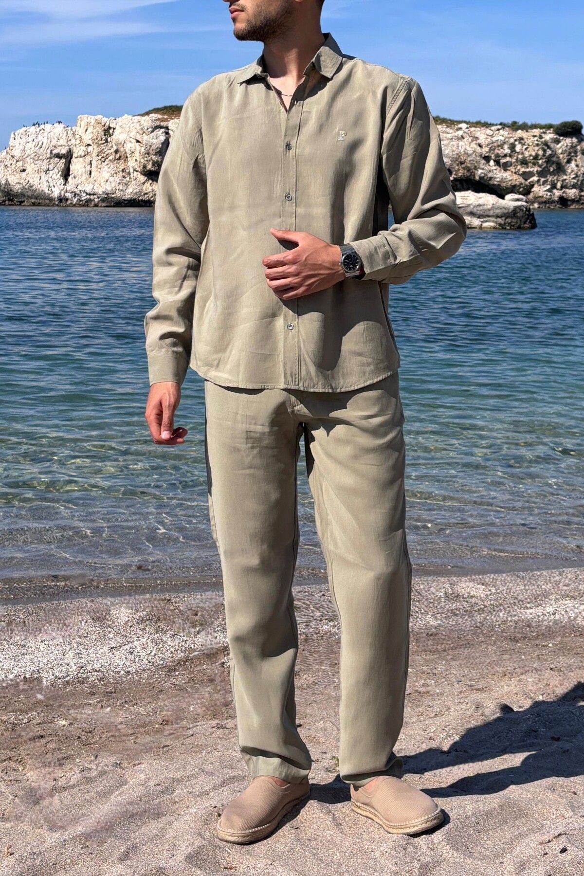 inpool Erkek, Modal, Old Money Culture, Regular Fit, Hi-Quality Gömlek-Pantolon takım G15-304