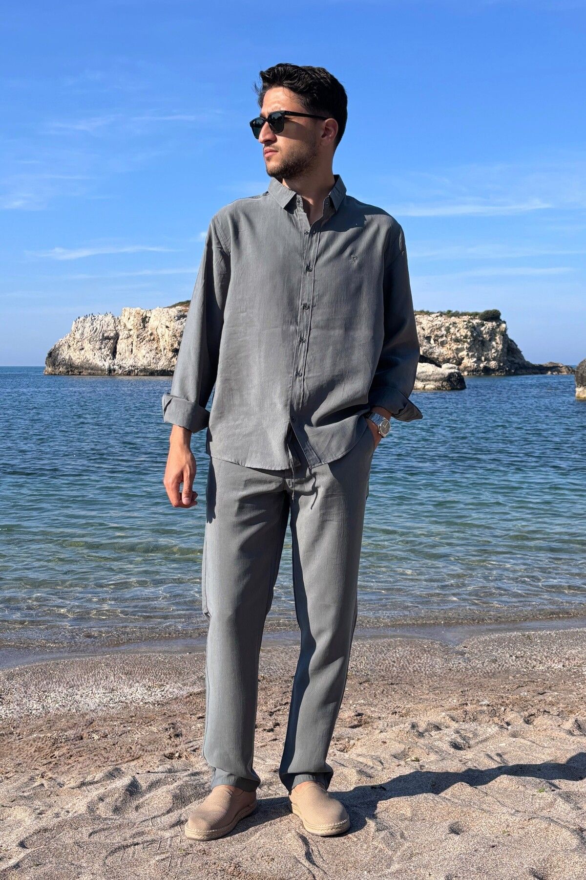 inpool Erkek, Modal, Old Money Culture, Regular Fit, Hi-Quality Gömlek-Pantolon takım G15-304