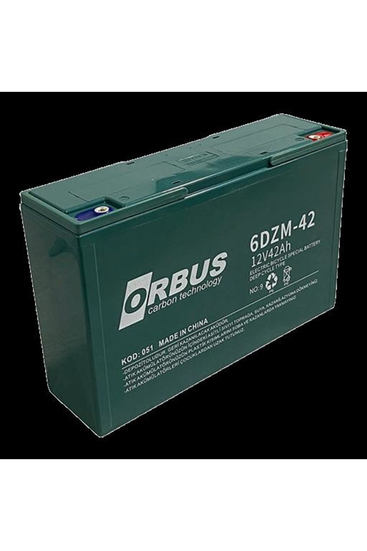 ORBUS 12 VOLT 42 AMPER ELEKTRİKLİ BİSİKLET AKÜSÜ ORBUS-270*77*170 mm. - 10,3 kg