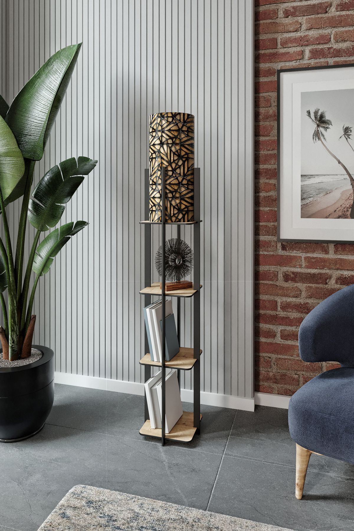 SerenityHaven QUATTRO raflı lambader SAFİR MEŞE