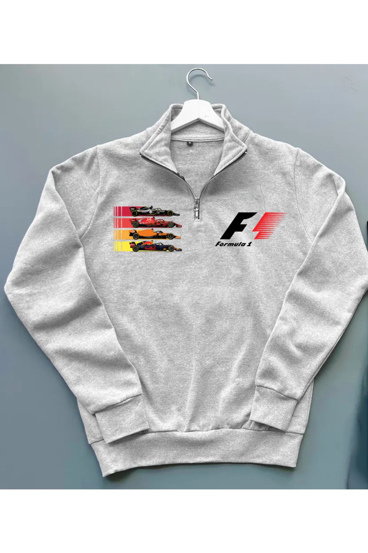 Pisa Art TAKIM ARABALARI FORMULA 1 F1 ÖZEL TASARIM %100 PAMUK YARIM FERMUARLI SWEATSHİRT