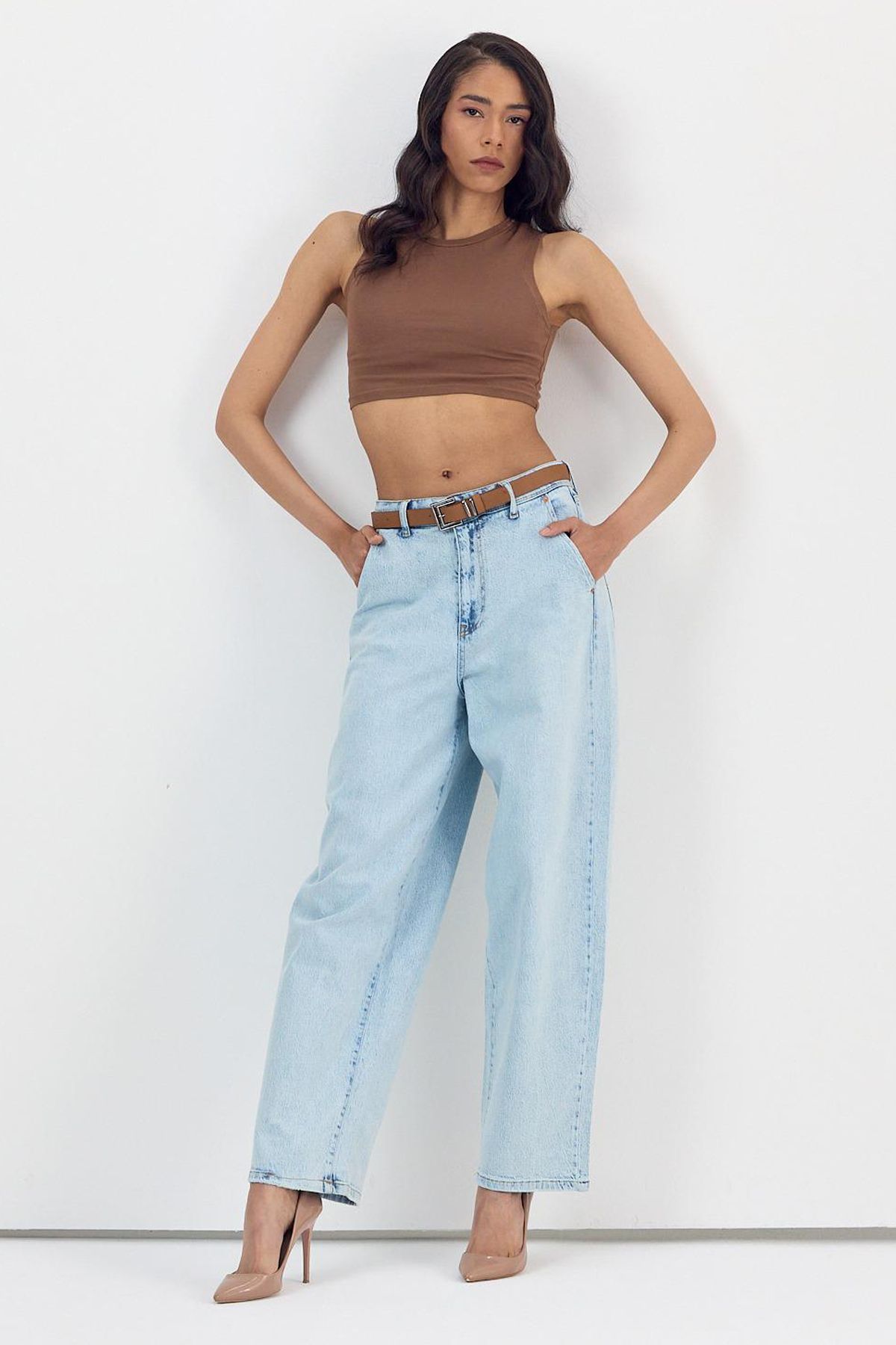 Jijass Jeans Likralı Baggy Battal Kot Pantolon