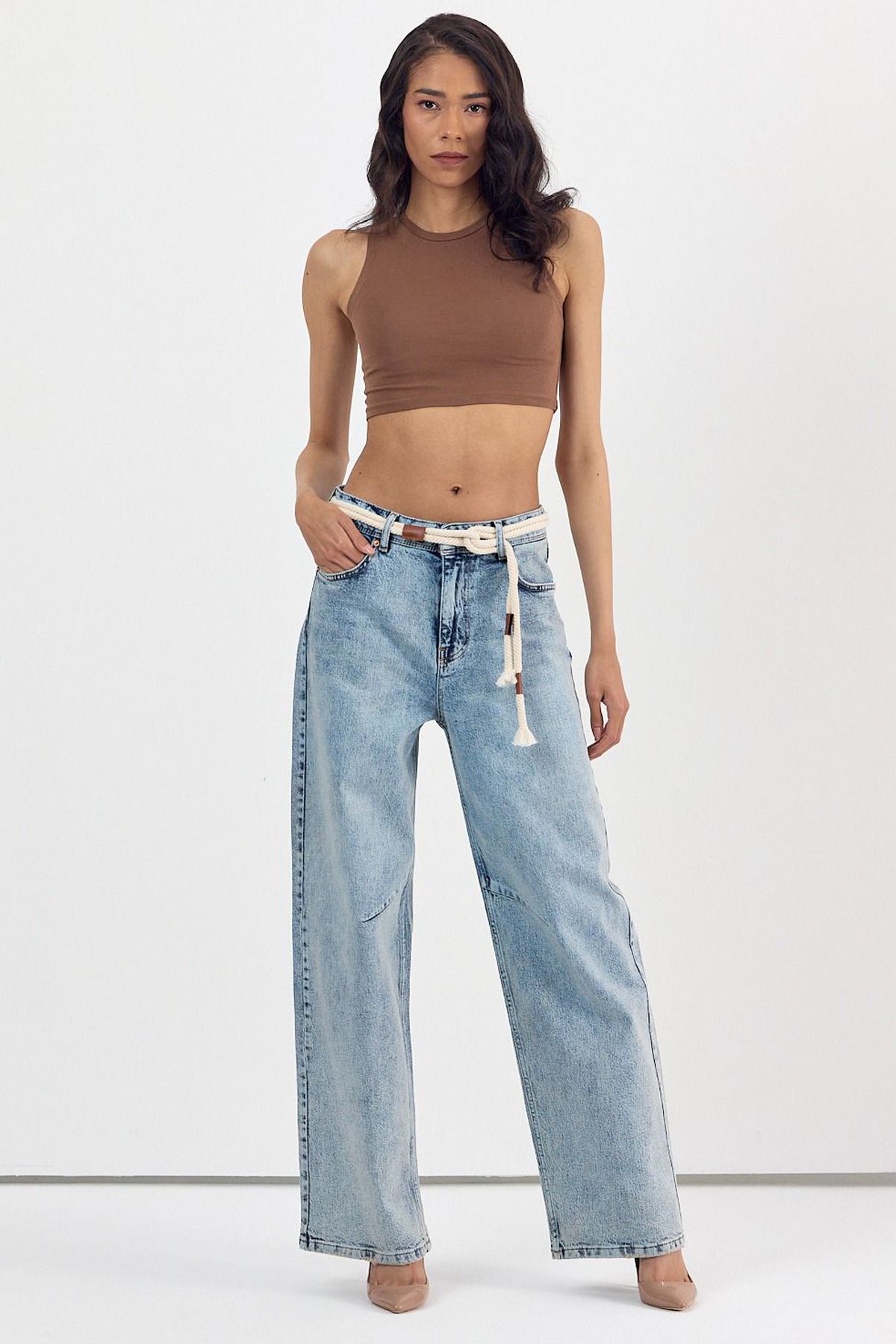 Jijass Jeans Likralı Straight Battal Kot Pantolon