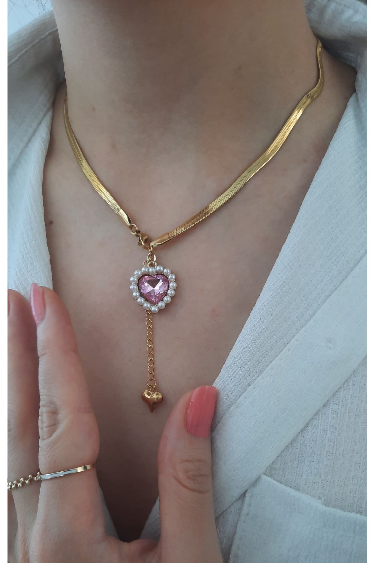 Cey's fashion Çelik Coquette Fiyonk Kolye seti Çelik italyan zincir kolye