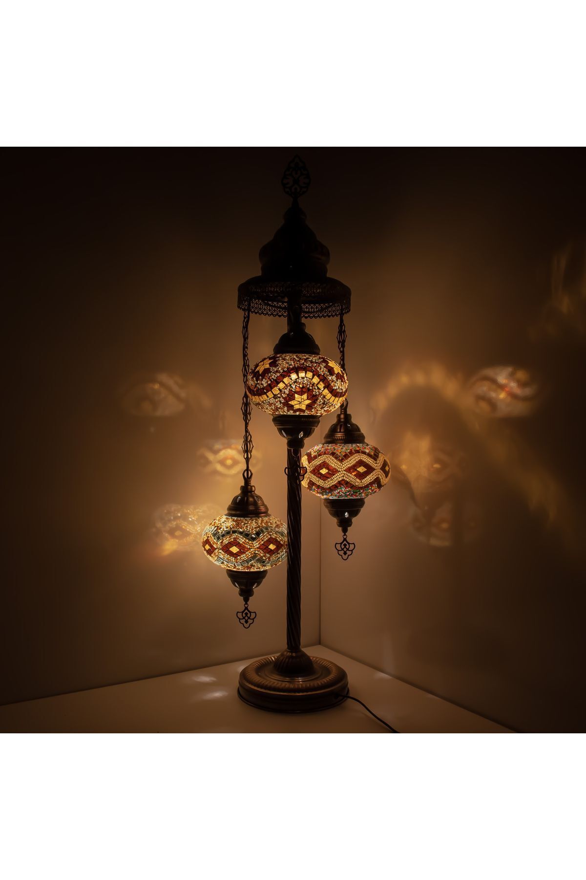 SerenityHaven Osmanlı Mozaik Lamba Hediyelik Otantik 3'lü Lambader