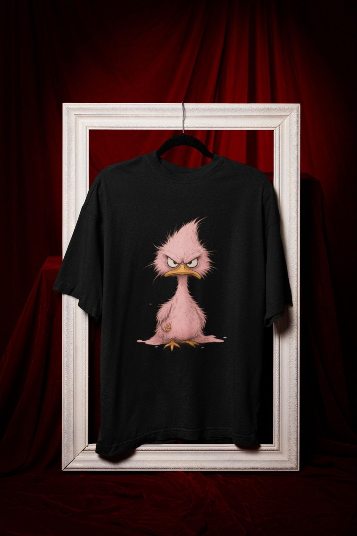 ABAS T-shirt kızgın pembe ördek baskılı şık sevimli tişört