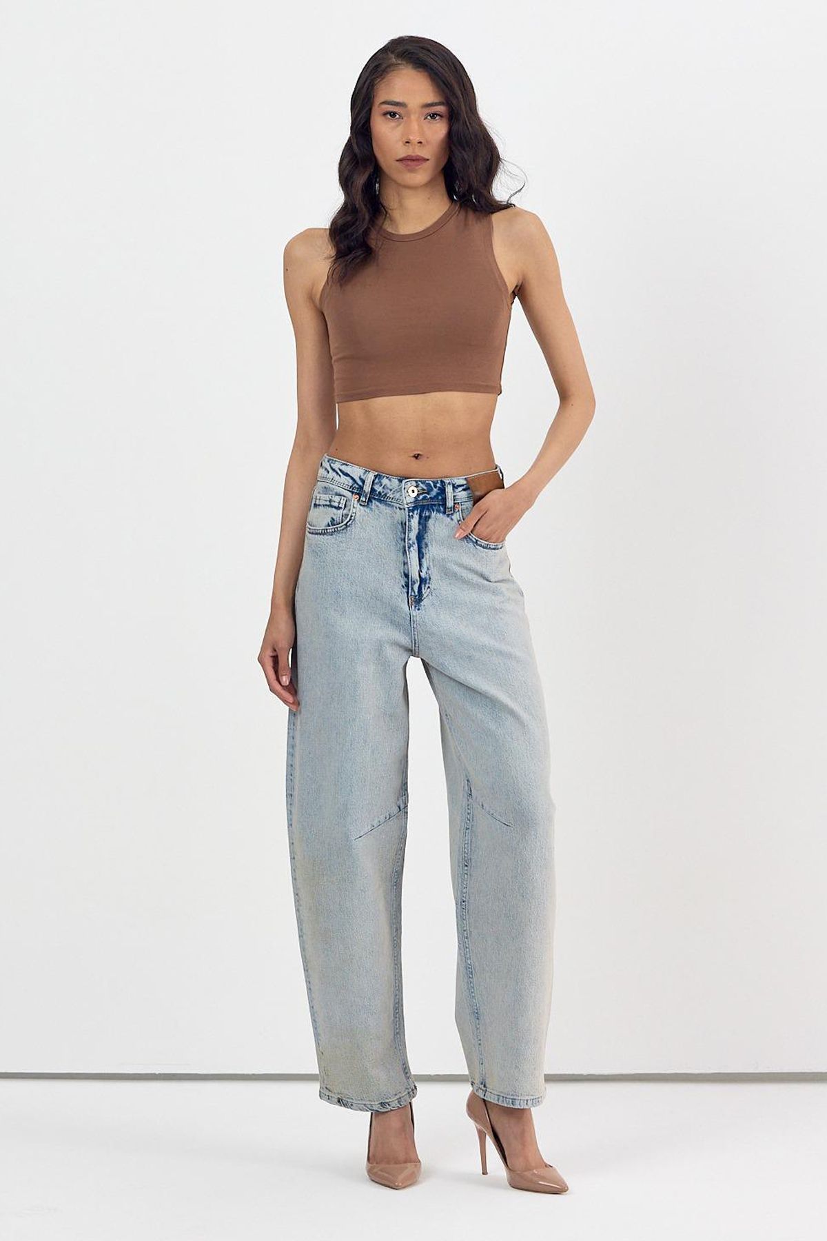 Jijass Jeans Likralı Mom Kot Pantolon