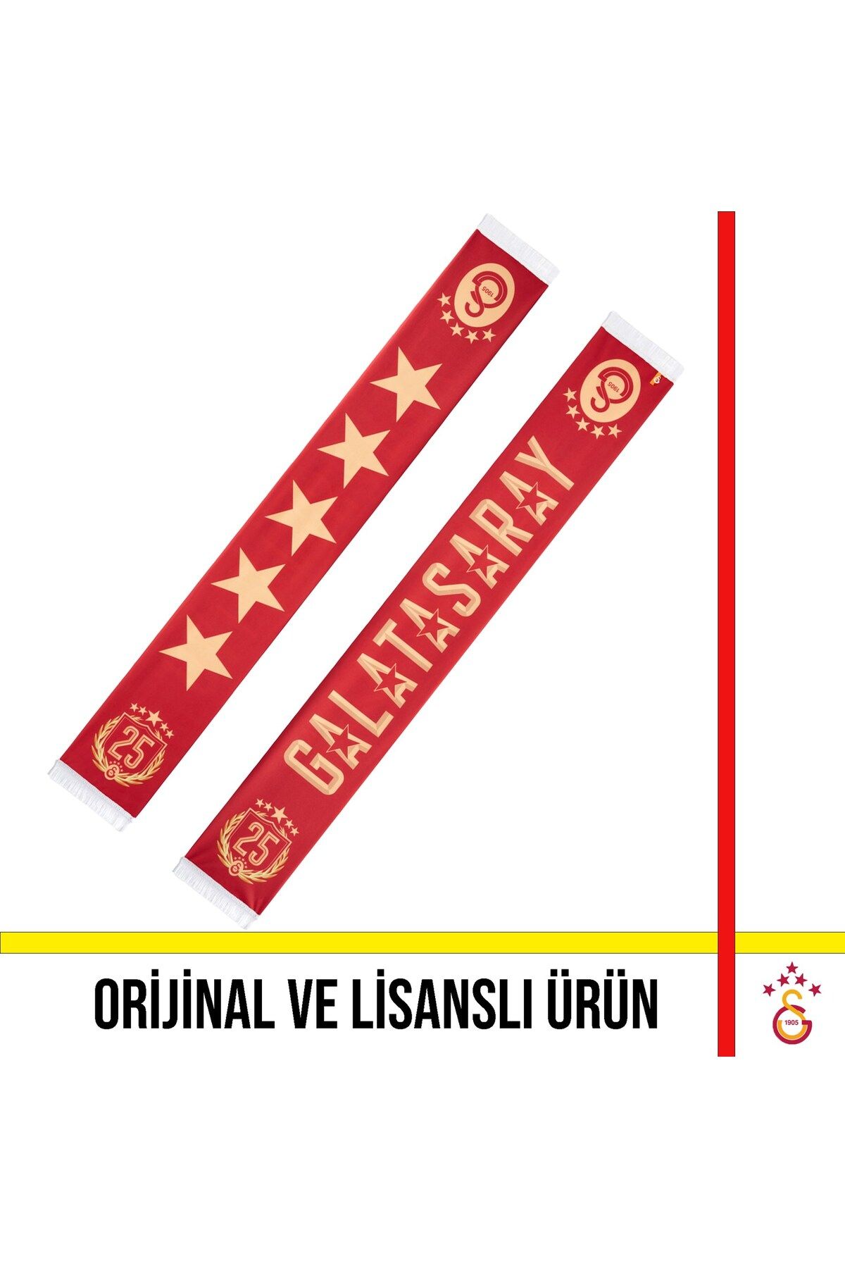 Galatasaray Lisanslı Kırmızı 5 Yıldızlı 25 Şampiyonluk Özel Şal Atkı