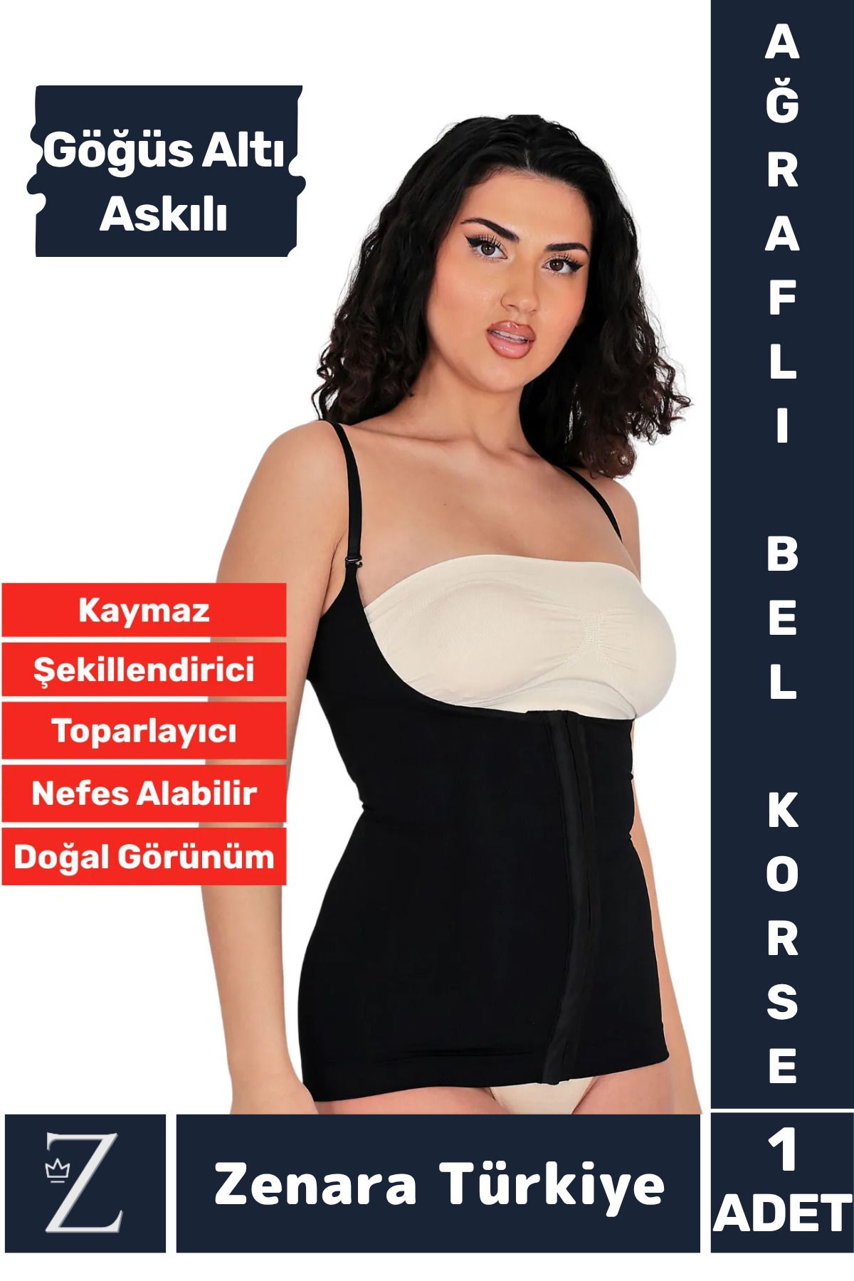 Zenara Günldelik Vücut Şekillendiren Beden Küçülten Toparlayan Gögüs Altı Askılı Ağraflı Bel Korse