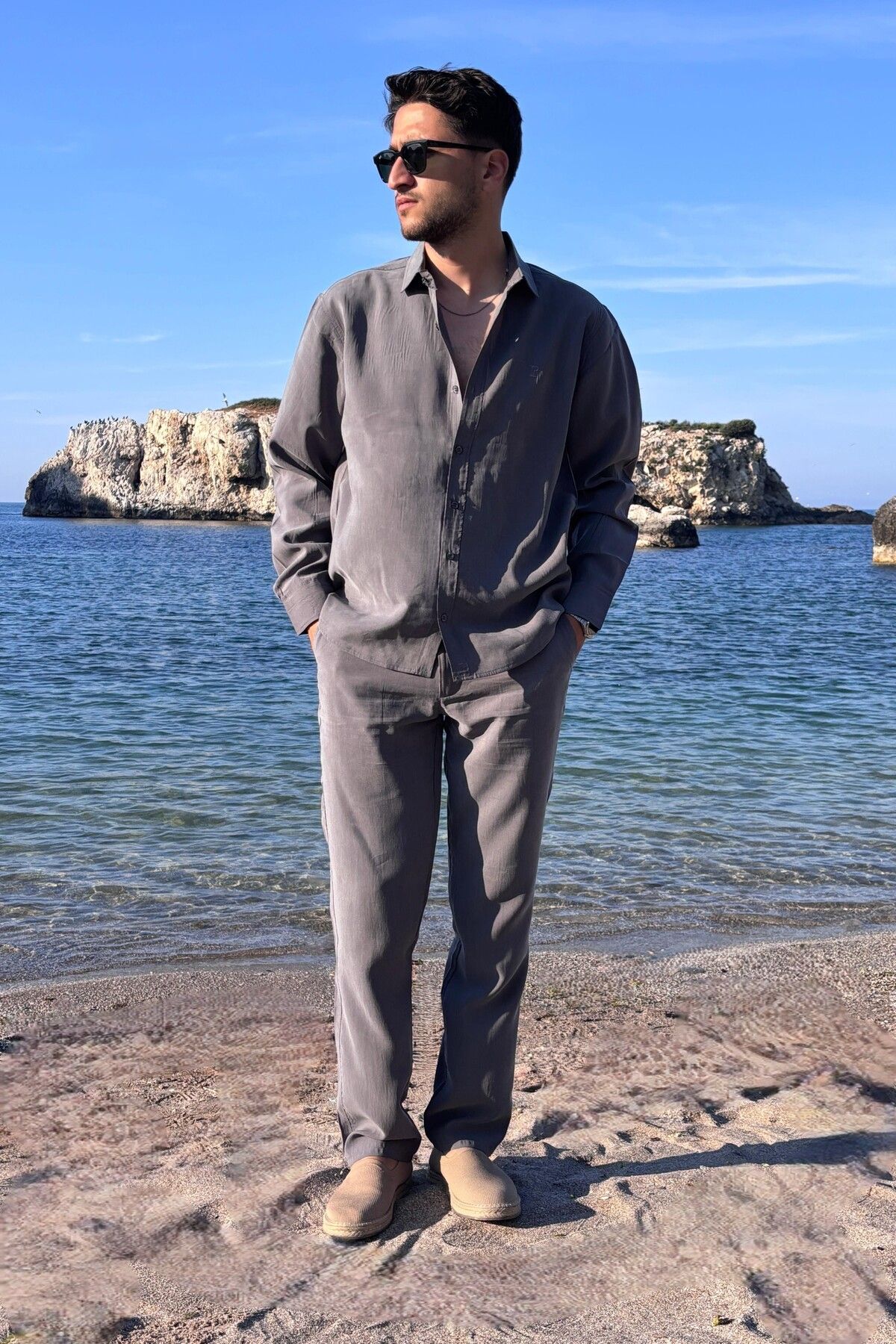 inpool Erkek, Modal, Old Money Culture, Regular Fit, Hi-Quality Gömlek-Pantolon takım G15-304