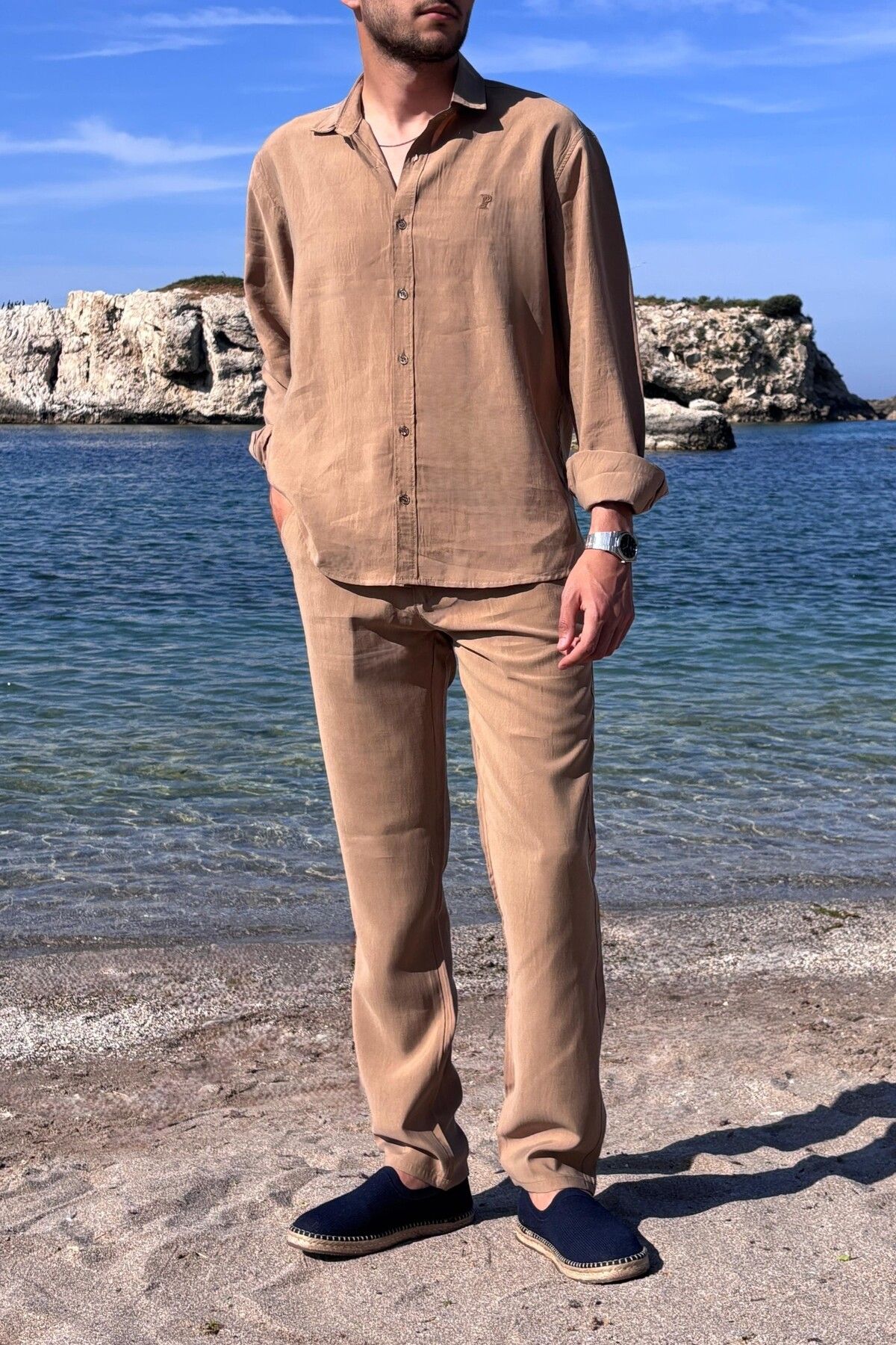 inpool Erkek, Modal, Old Money Culture, Regular Fit, Hi-Quality Gömlek-Pantolon takım G15-304