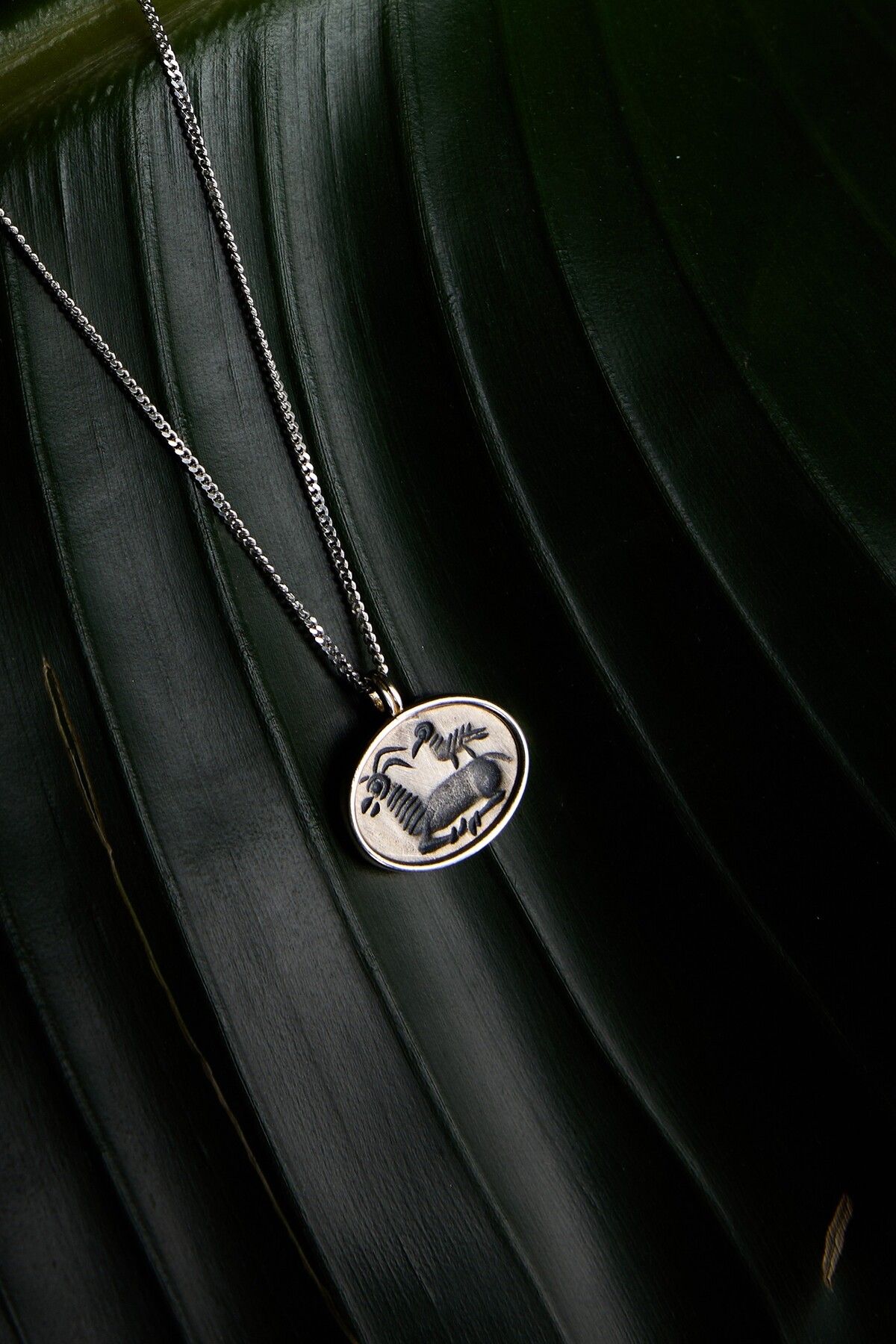 Ricco Jewellery 925 Ayar Gümüş Geyik Fosil Gurmet Zincir Kolye