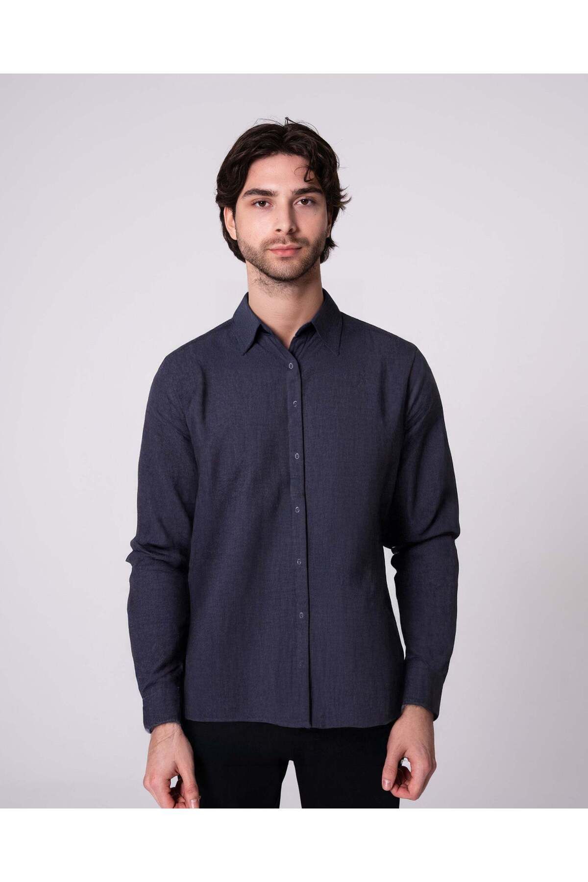CRAFTLABEL Yeni Sezon Uzun Kollu Erkek %100 Keten Gömlek Slim Fit