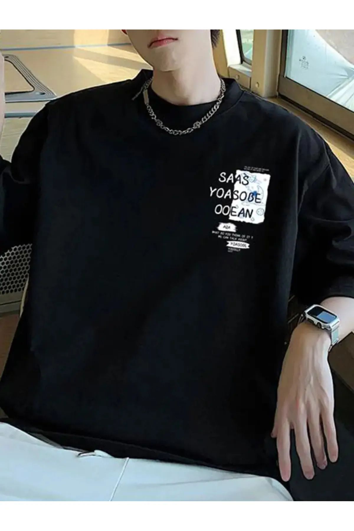 Koklonmoda Büyük Beden Unisex Space Baskılı Oversize T-Shirt