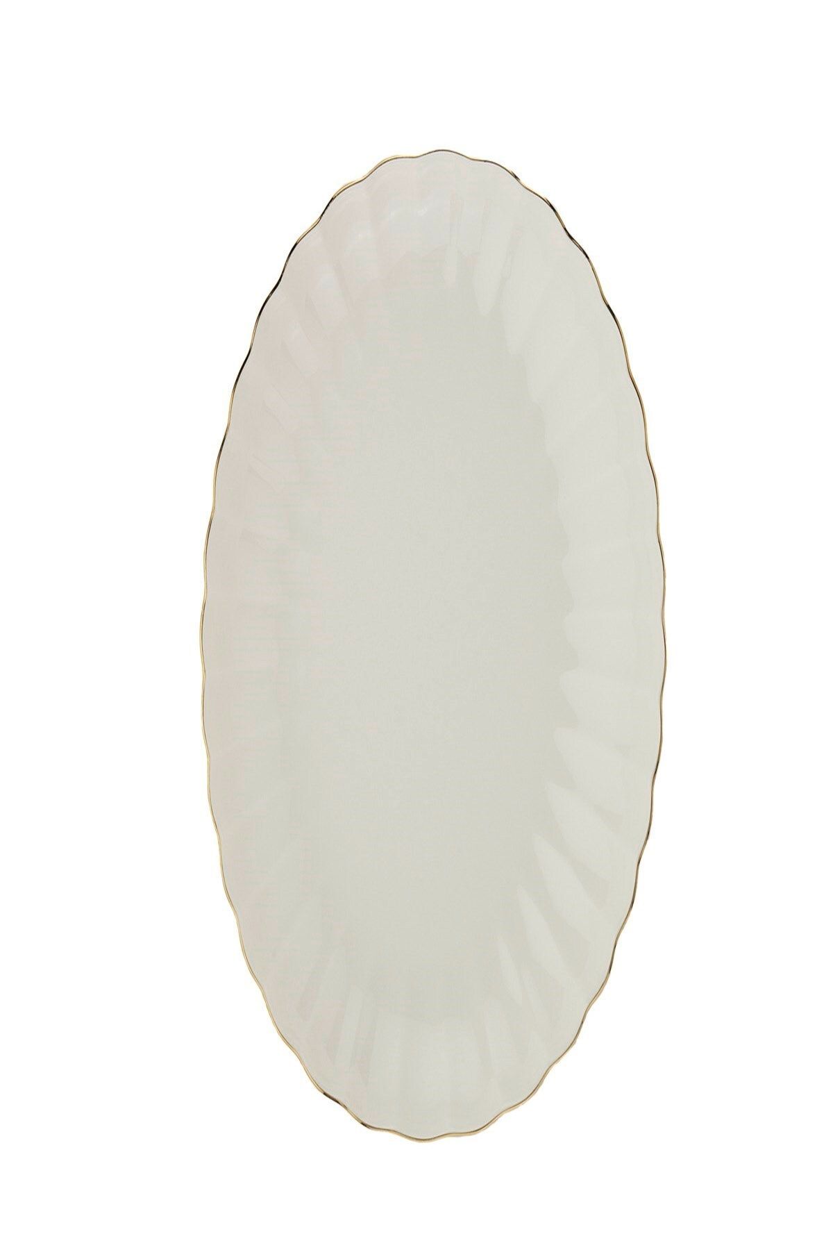 Kütahya Porselen Bone Luz Altın File Kayık Tabak 24x17cm Tekli Bnlzf24ky20